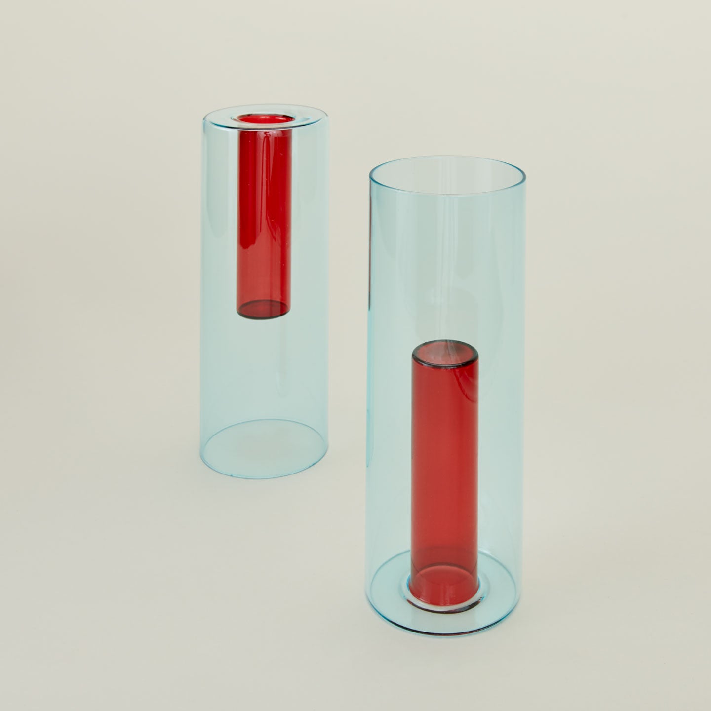 Reversible Glass Vase - Red/Blue