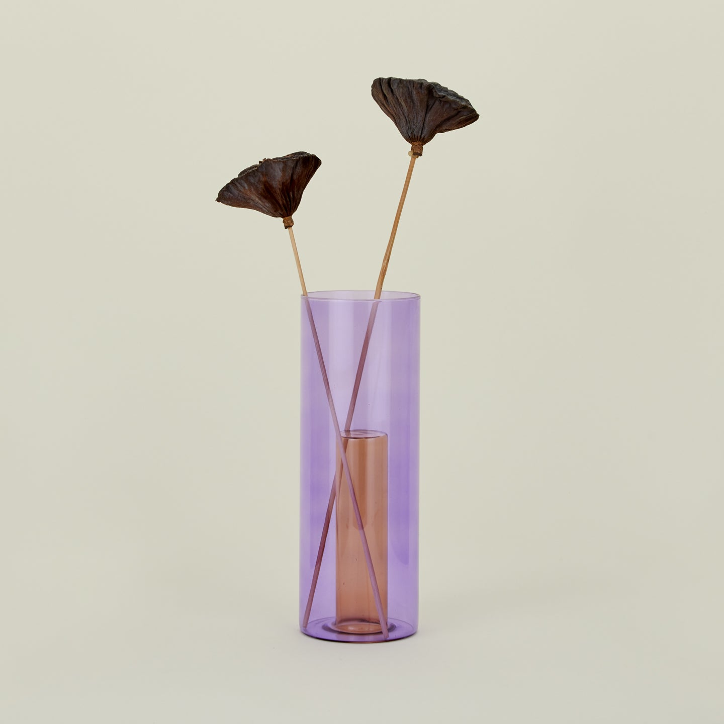 Reversible Glass Vase - Lilac/Peach