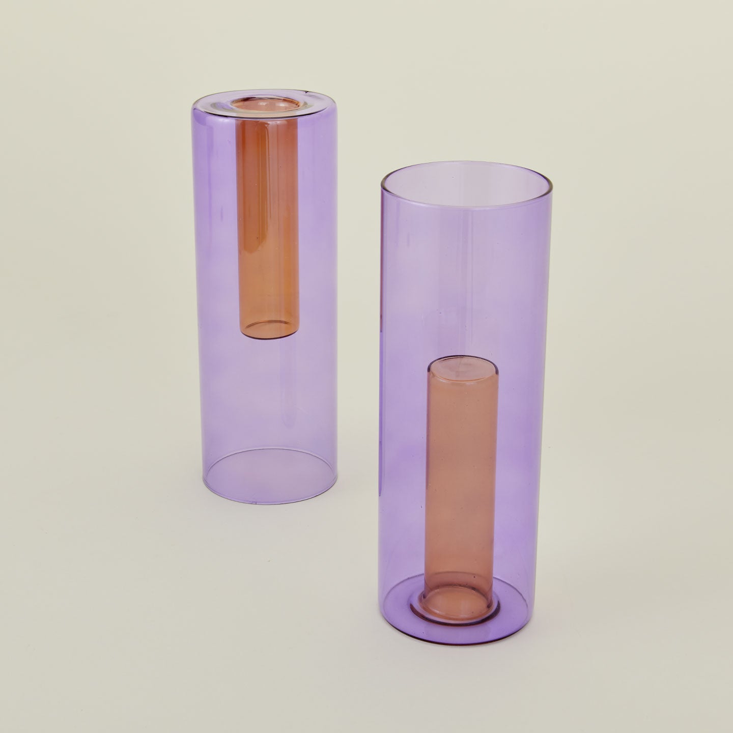 Reversible Glass Vase - Lilac/Peach