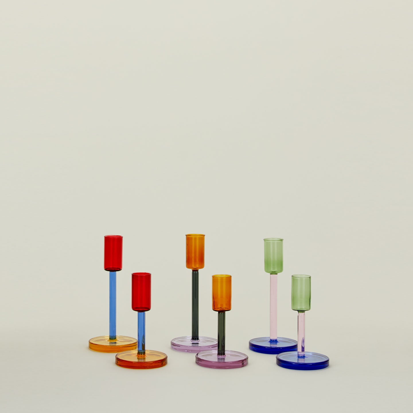 Color Block Candle Holder - Orange/Grey