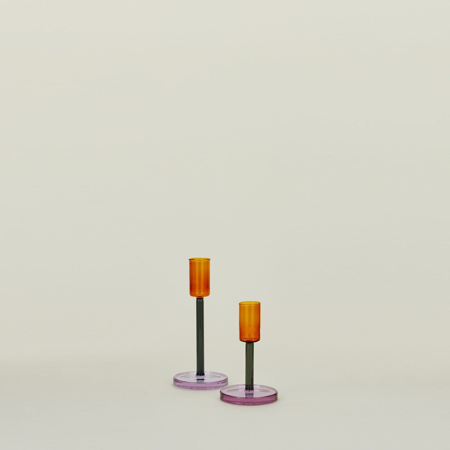 Color Block Candle Holder - Orange/Grey