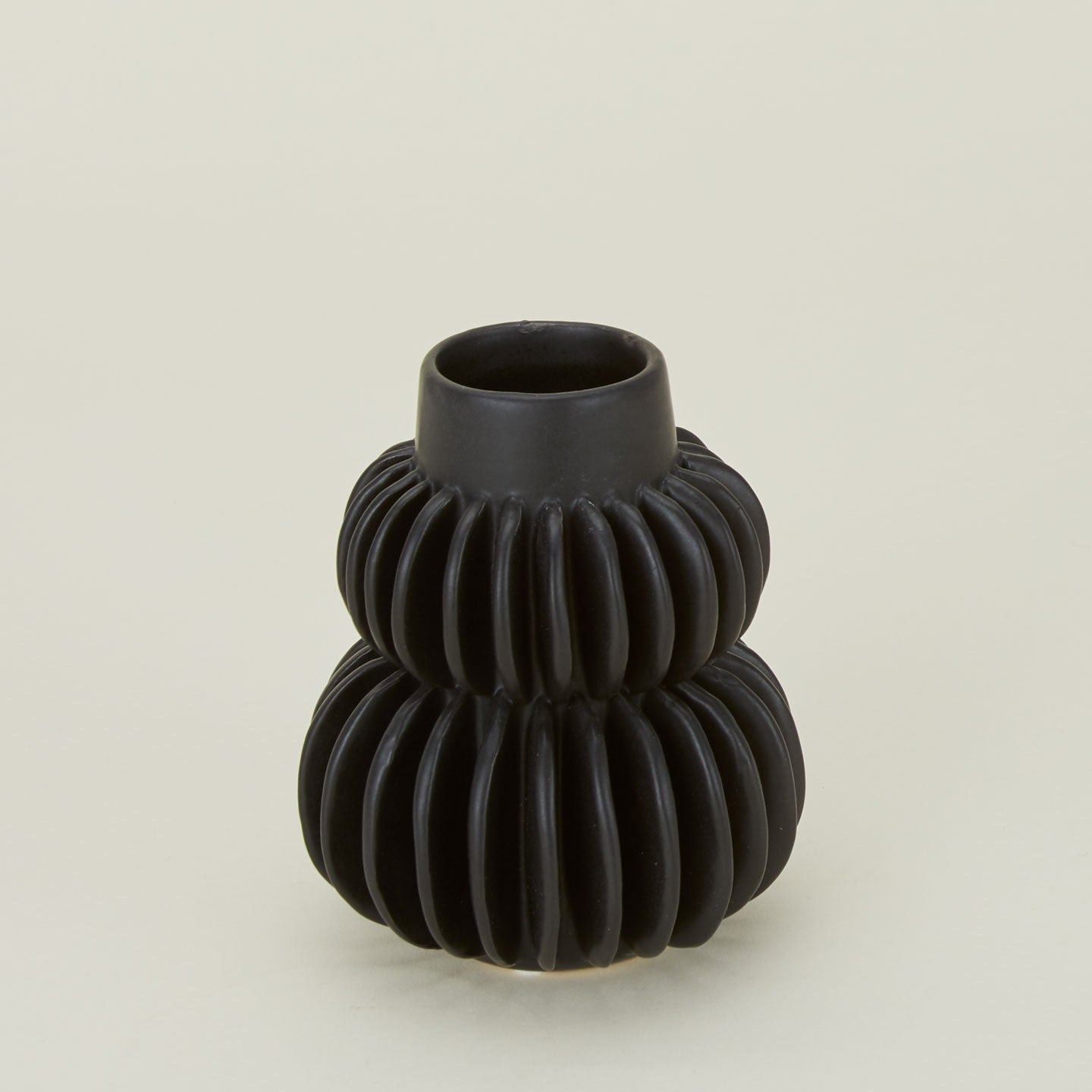 Pleated Stoneware Vase - Black