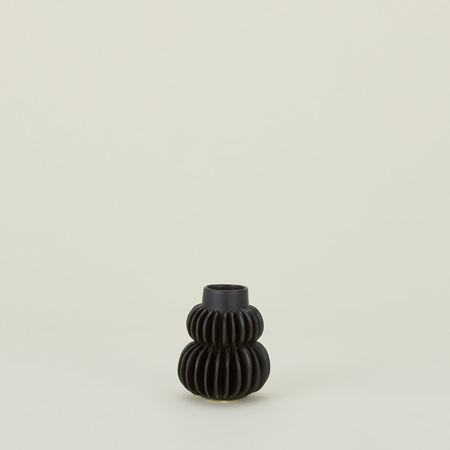 Pleated Stoneware Vase - Black