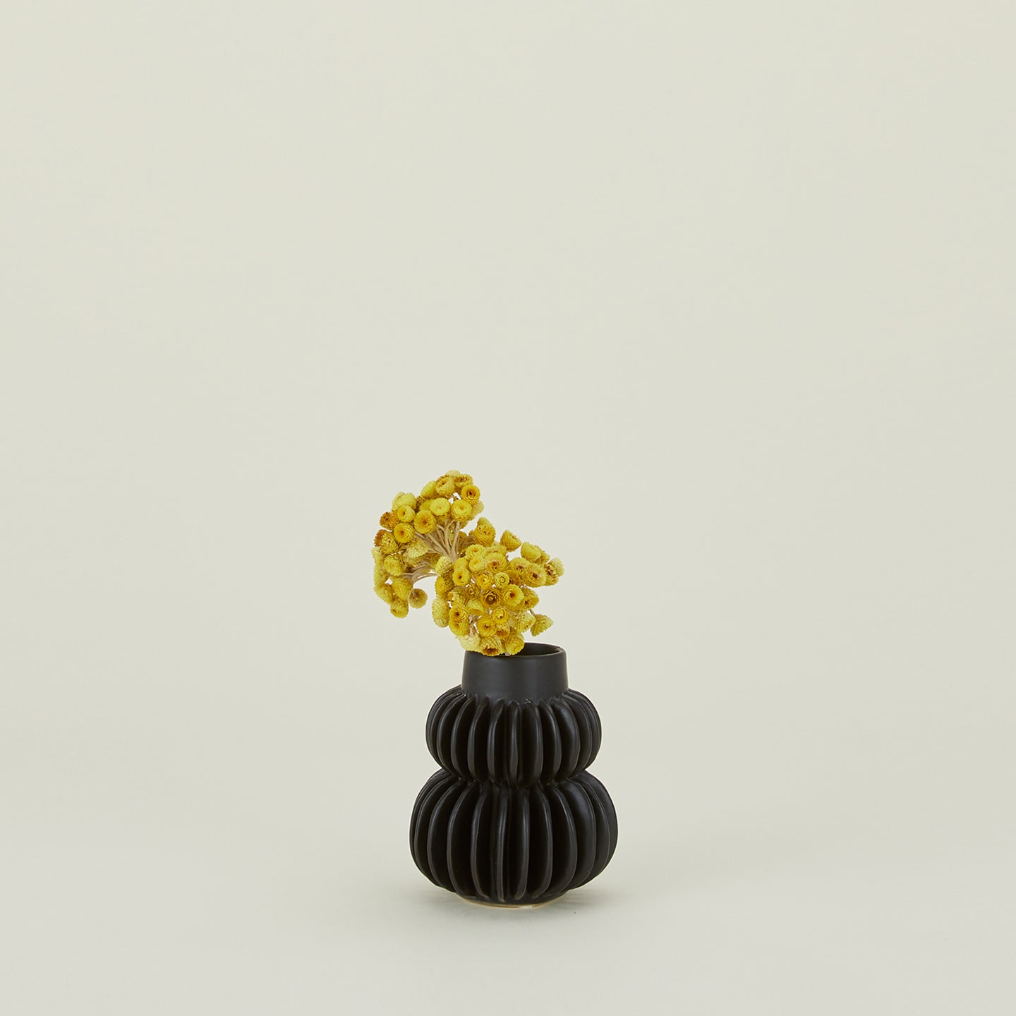 Pleated Stoneware Vase - Black