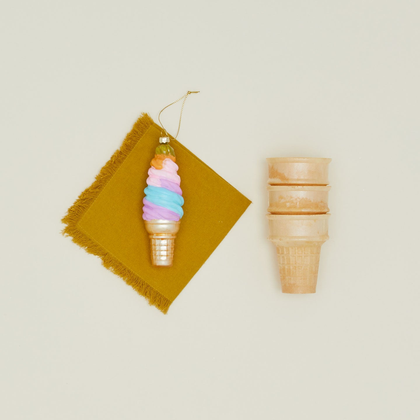 Rainbow Ice Cream Cone Ornament