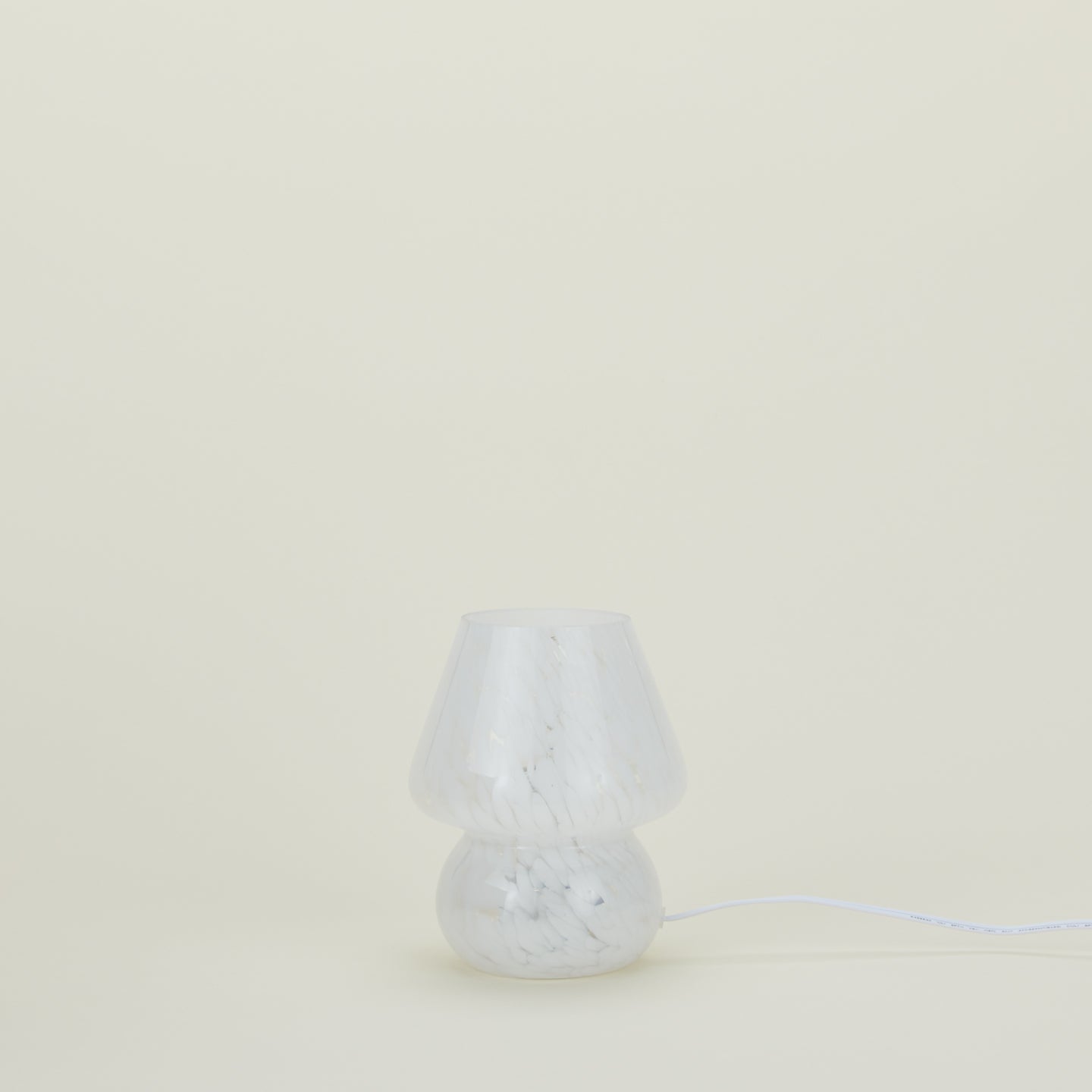 Glass Mini Mushroom Lamp - Confetti White