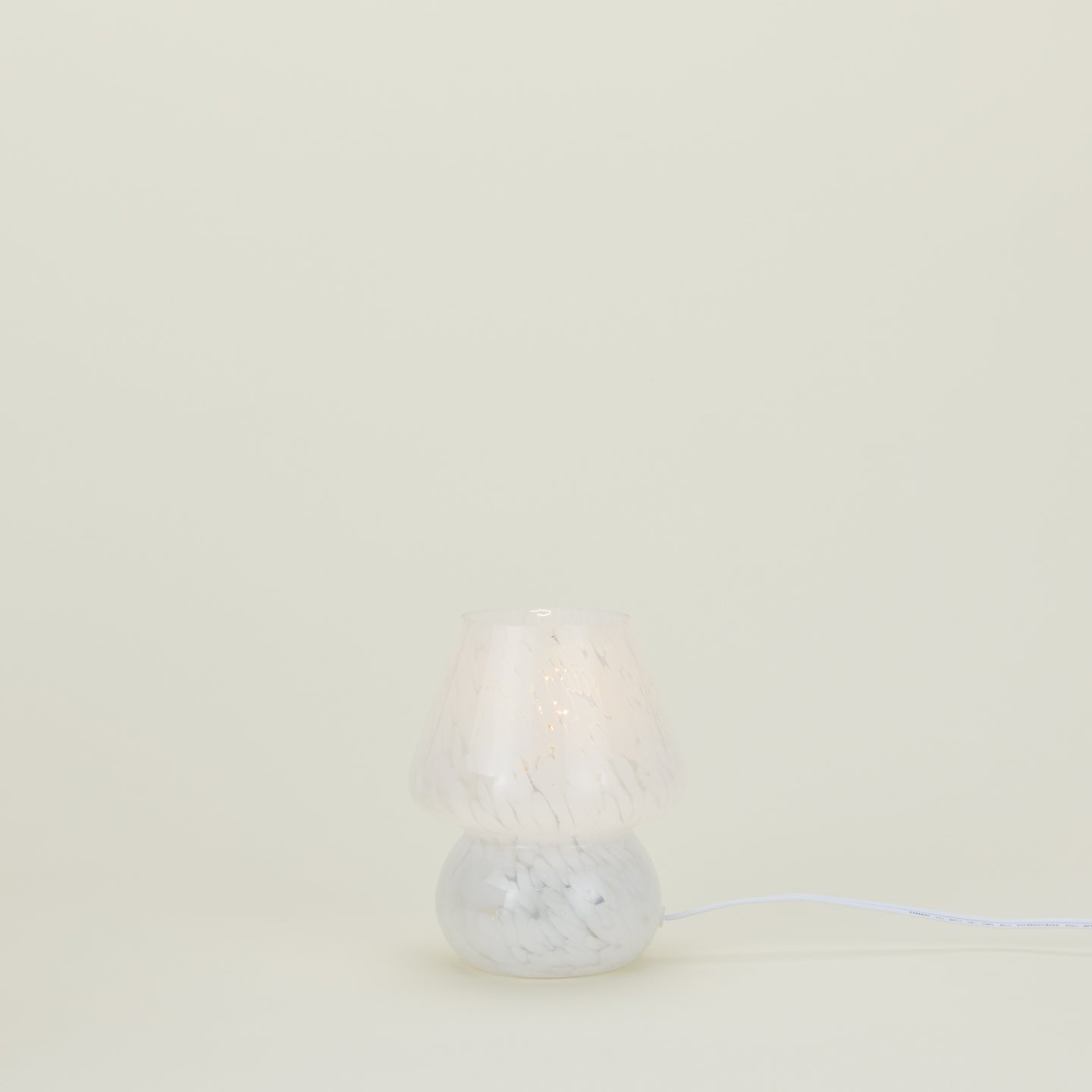 Glass Mini Mushroom Lamp - Confetti White