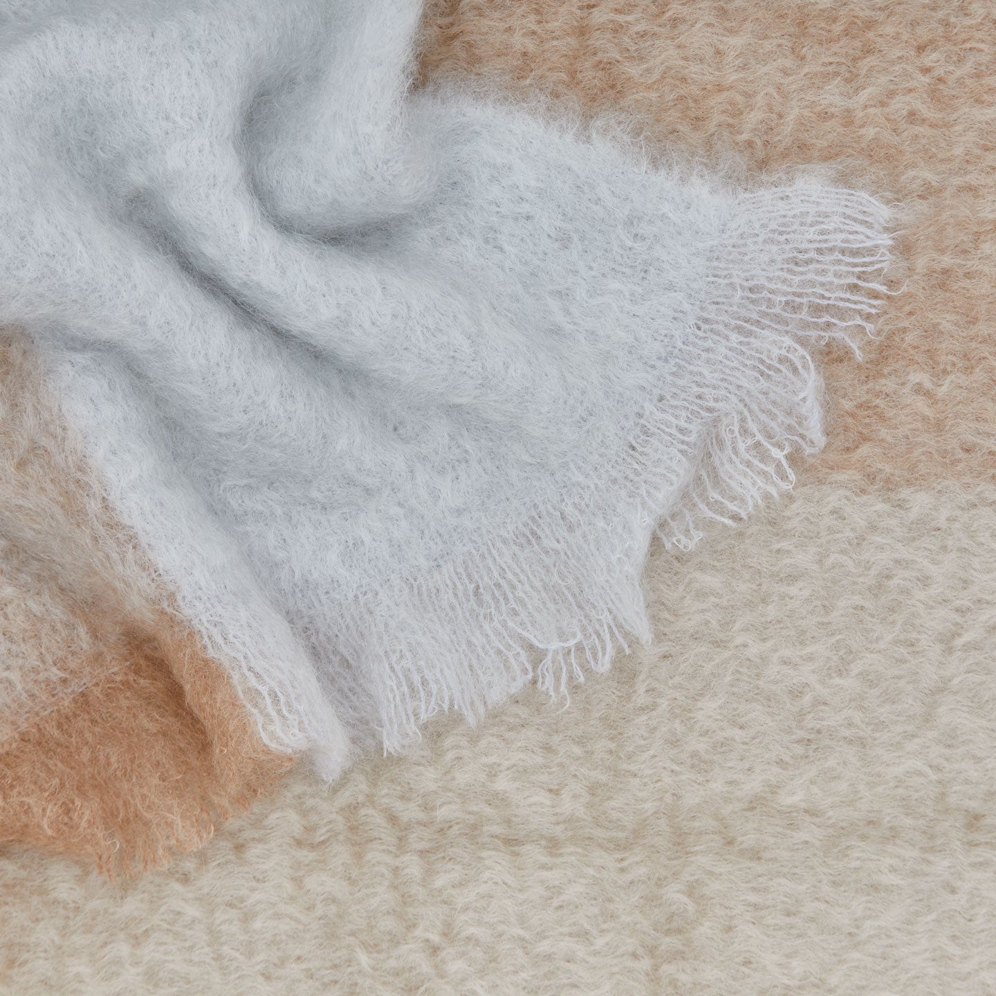 Exploded Plaid Mohair Throw - Neutral