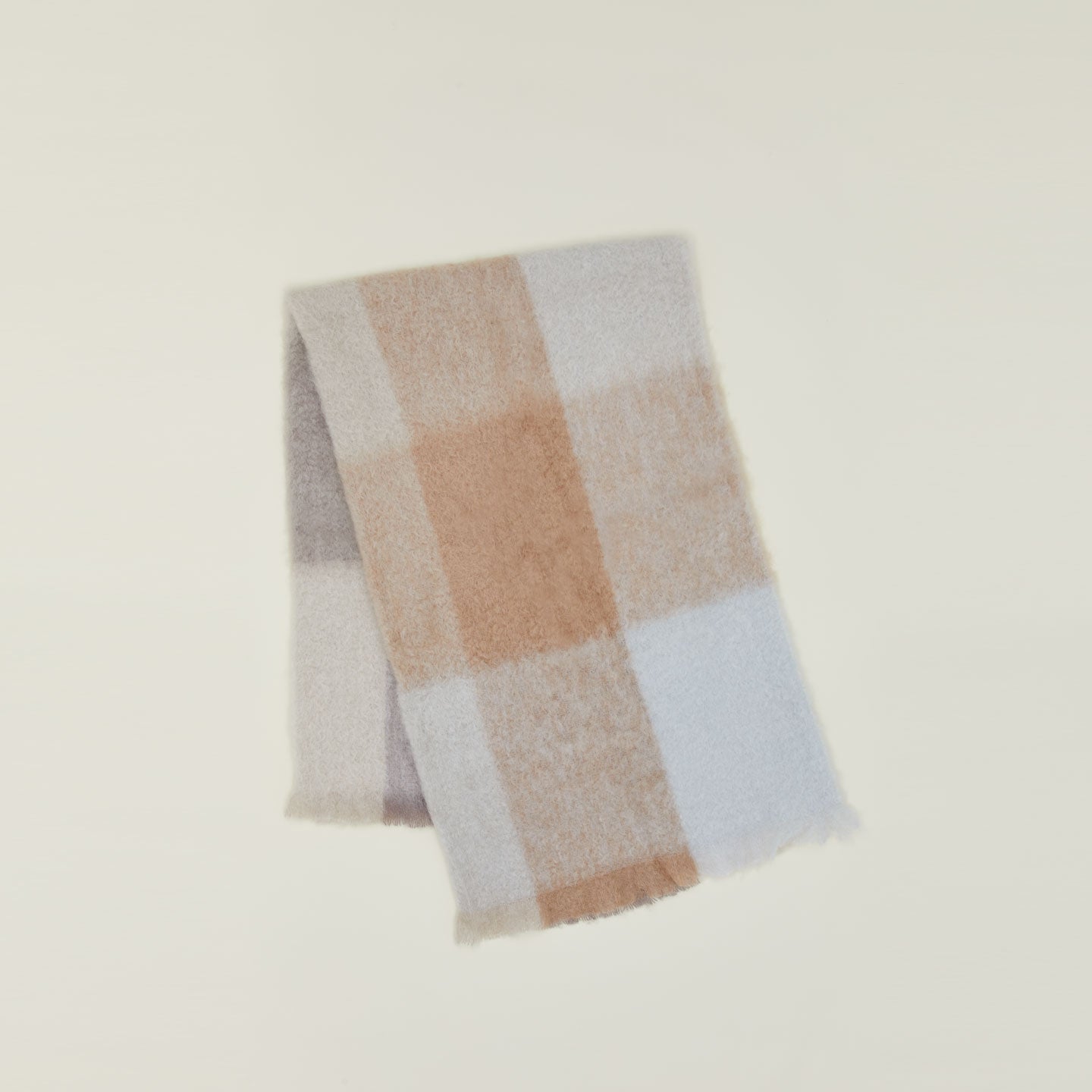 Exploded Plaid Mohair Throw - Neutral