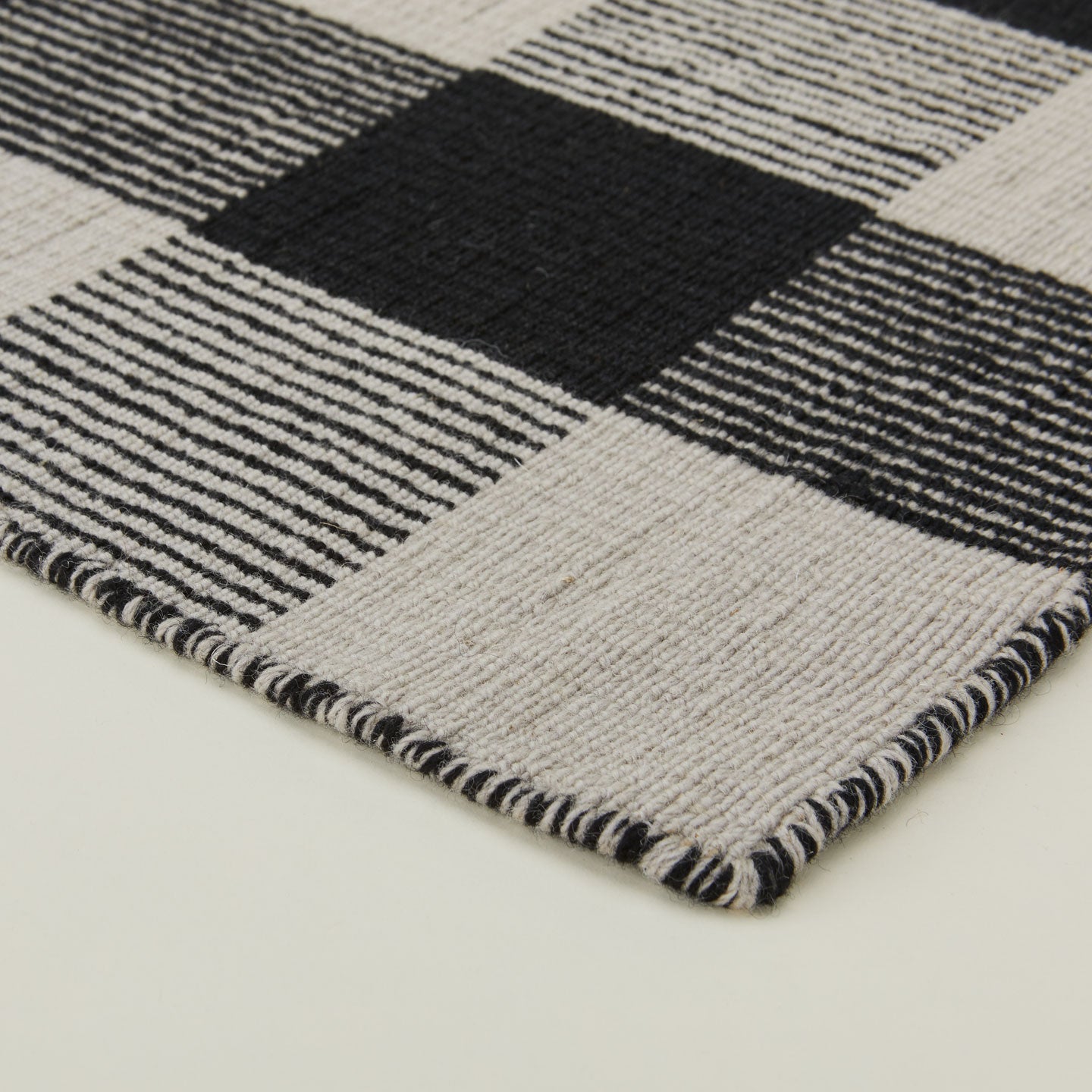 Simple Plaid Rug, 2.5' x 8' - Light Grey/Black