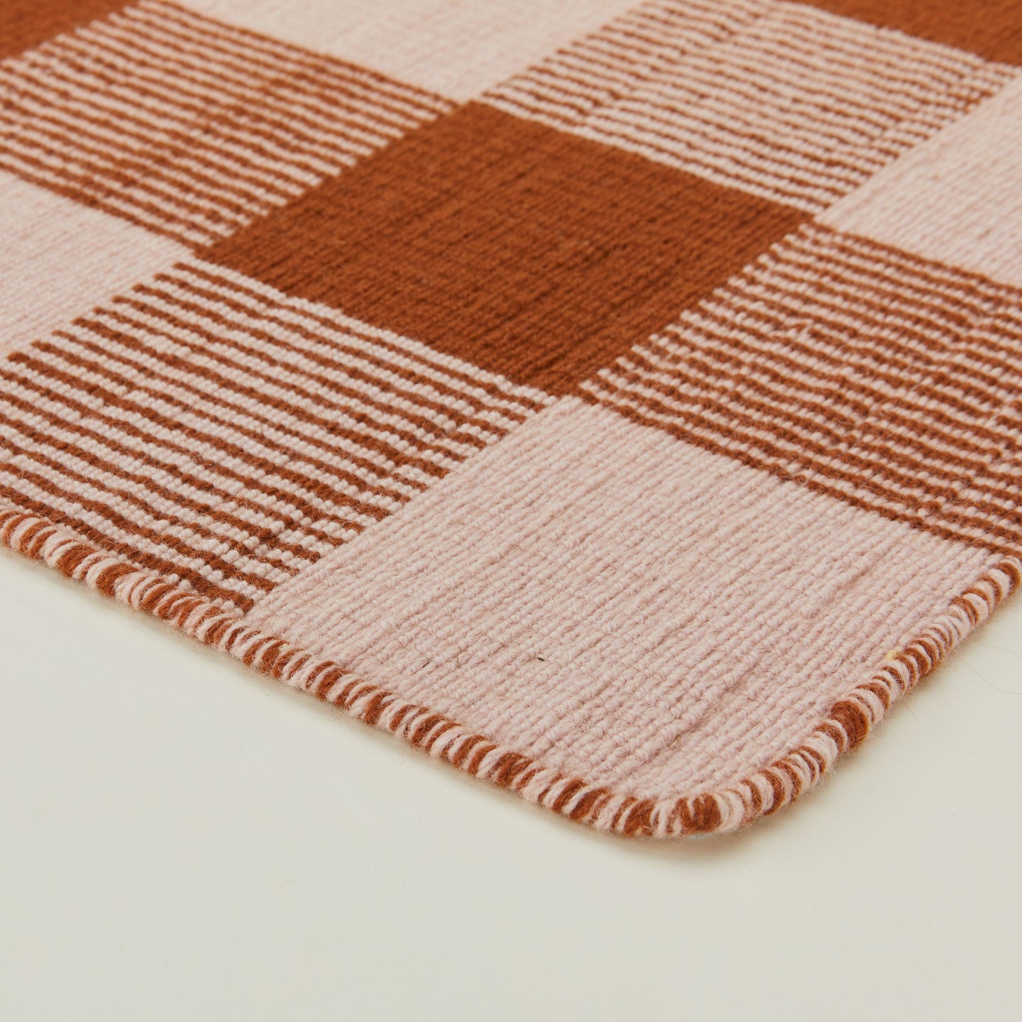 Simple Plaid Rug, 2.5' x 8' - Blush/Terracotta