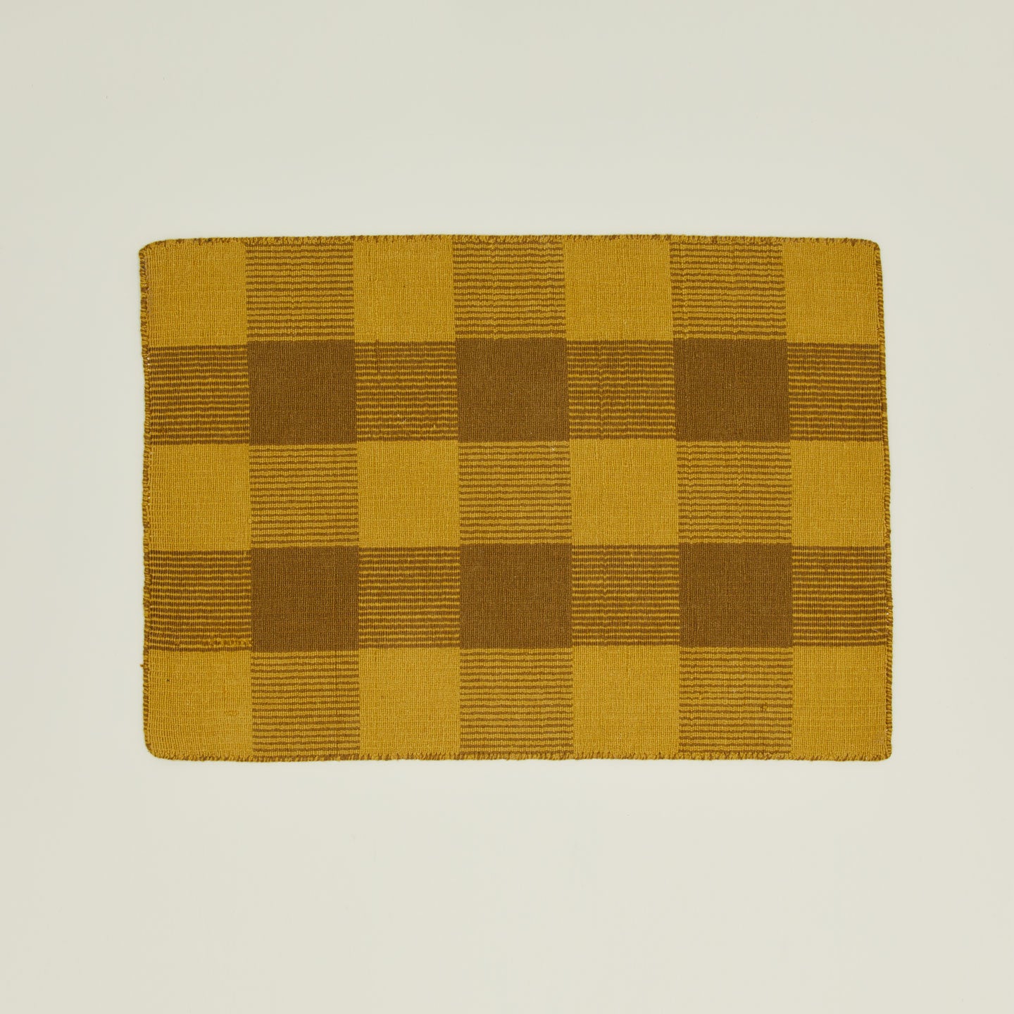 Simple Plaid Rug - Mustard/Bronze