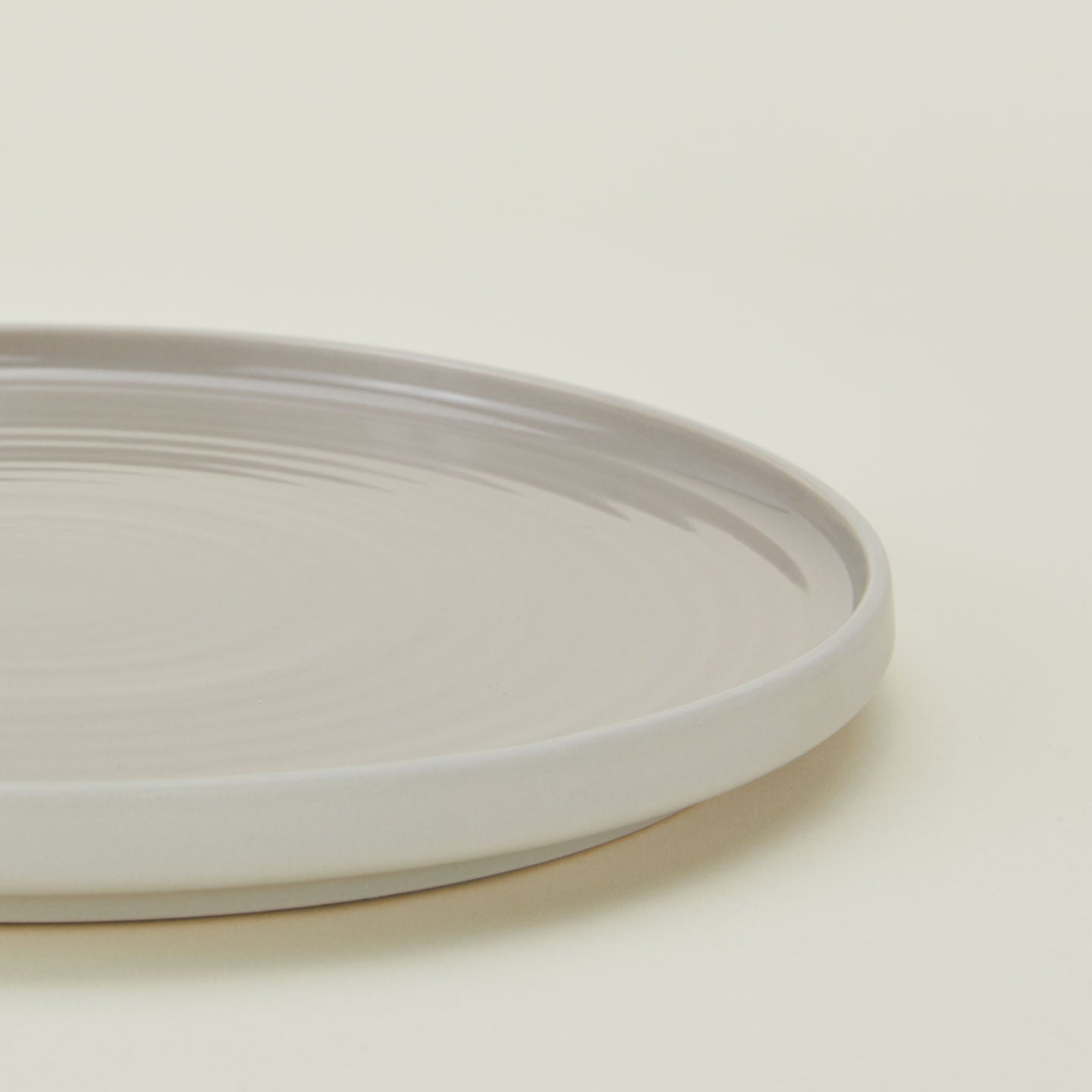 Close up of Essential Dinner Plate in Light Grey.