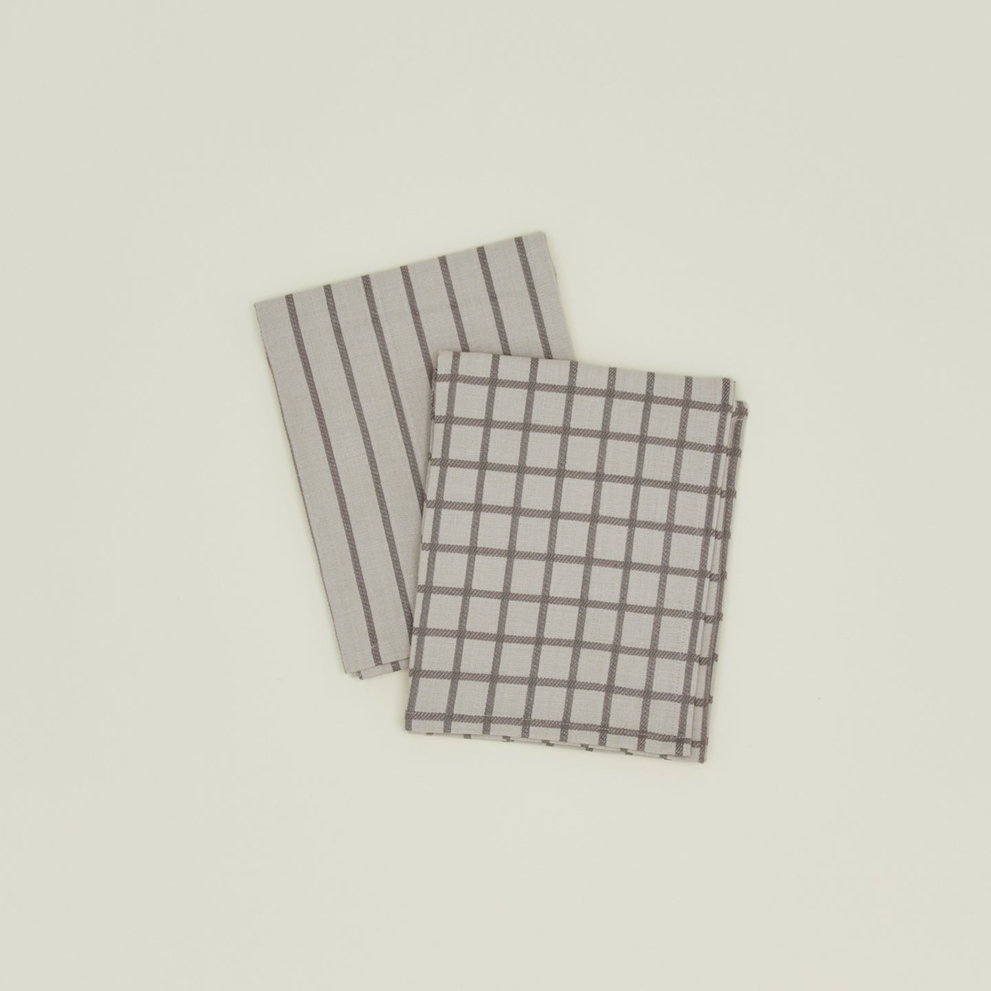 Essential Yarn Dyed Dish Towel, Set of 2 - Light Grey + Black