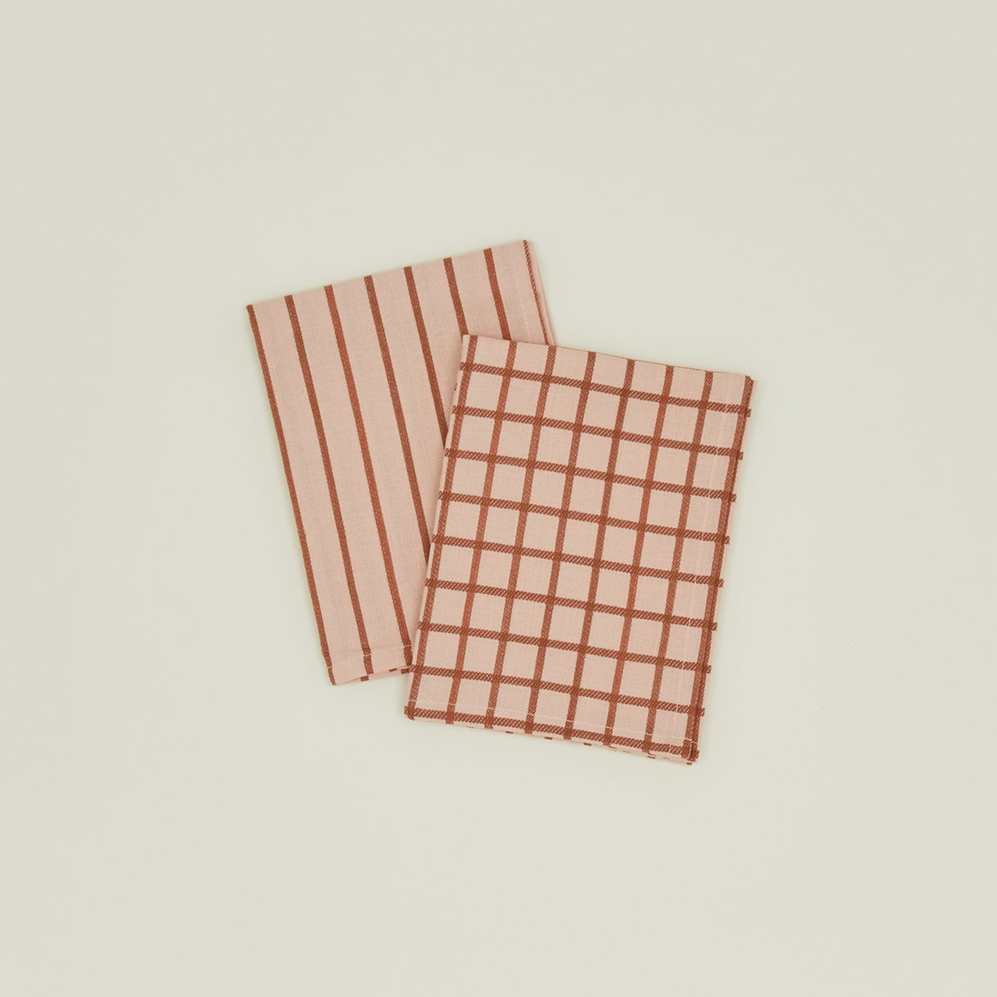 Essential Yarn Dyed Dish Towel, Set of 2 - Blush + Terracotta