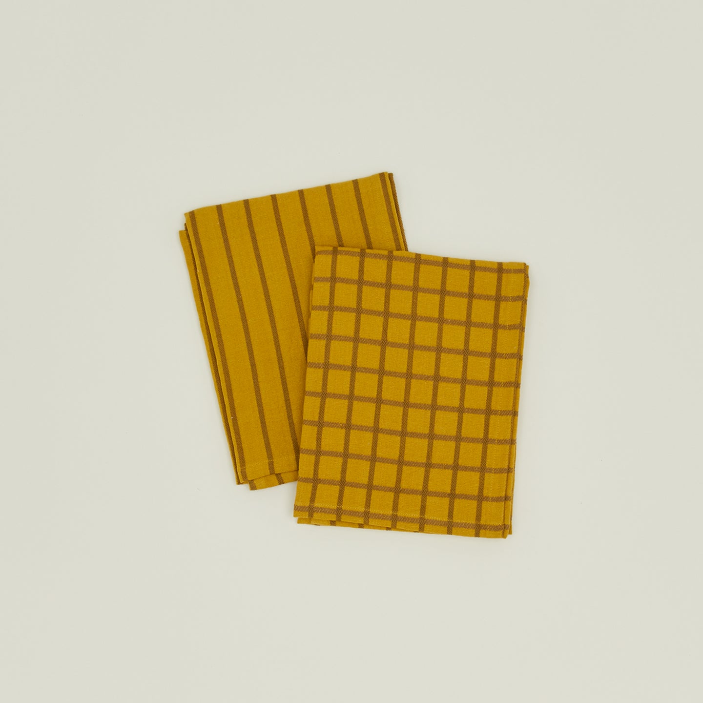 Essential Yarn Dyed Dish Towel, Set of 2 - Mustard + Bronze
