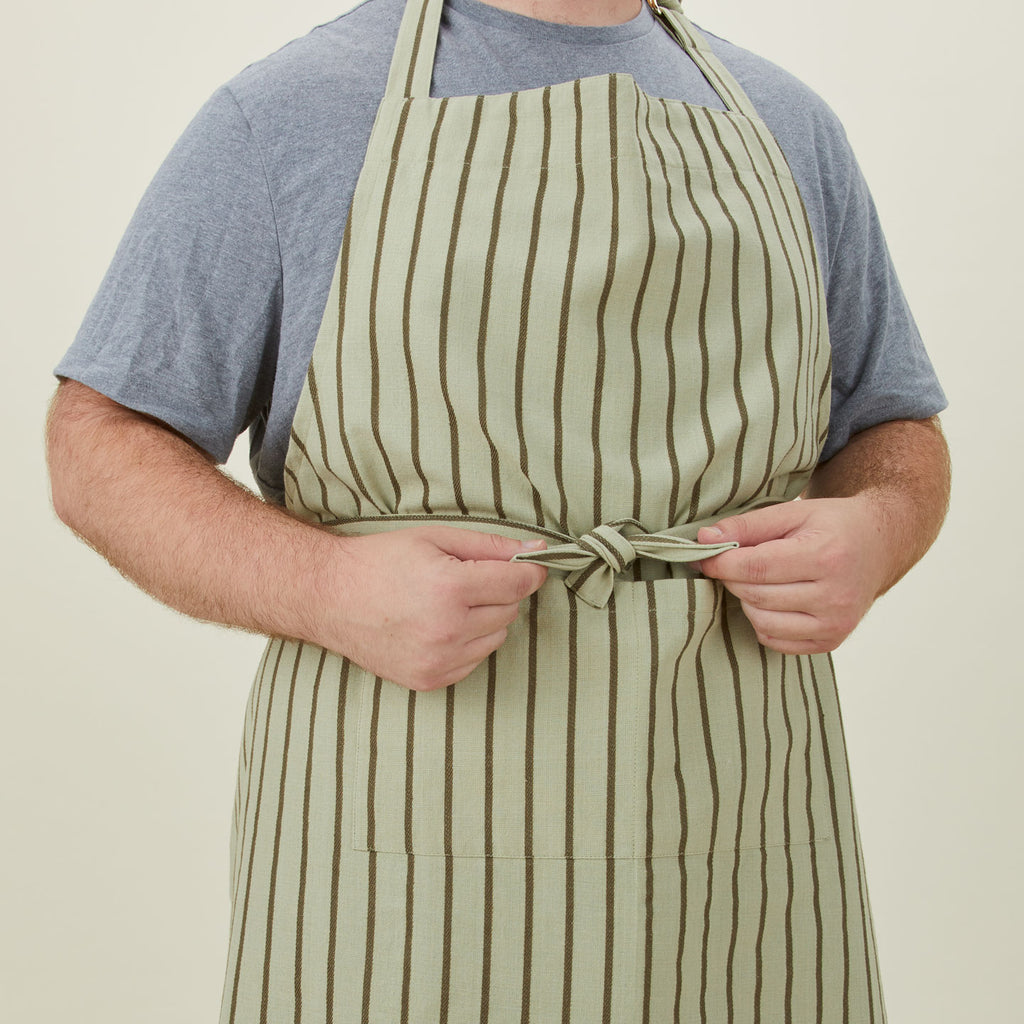 Essential Striped Apron - Sage/Olive – Hawkins New York