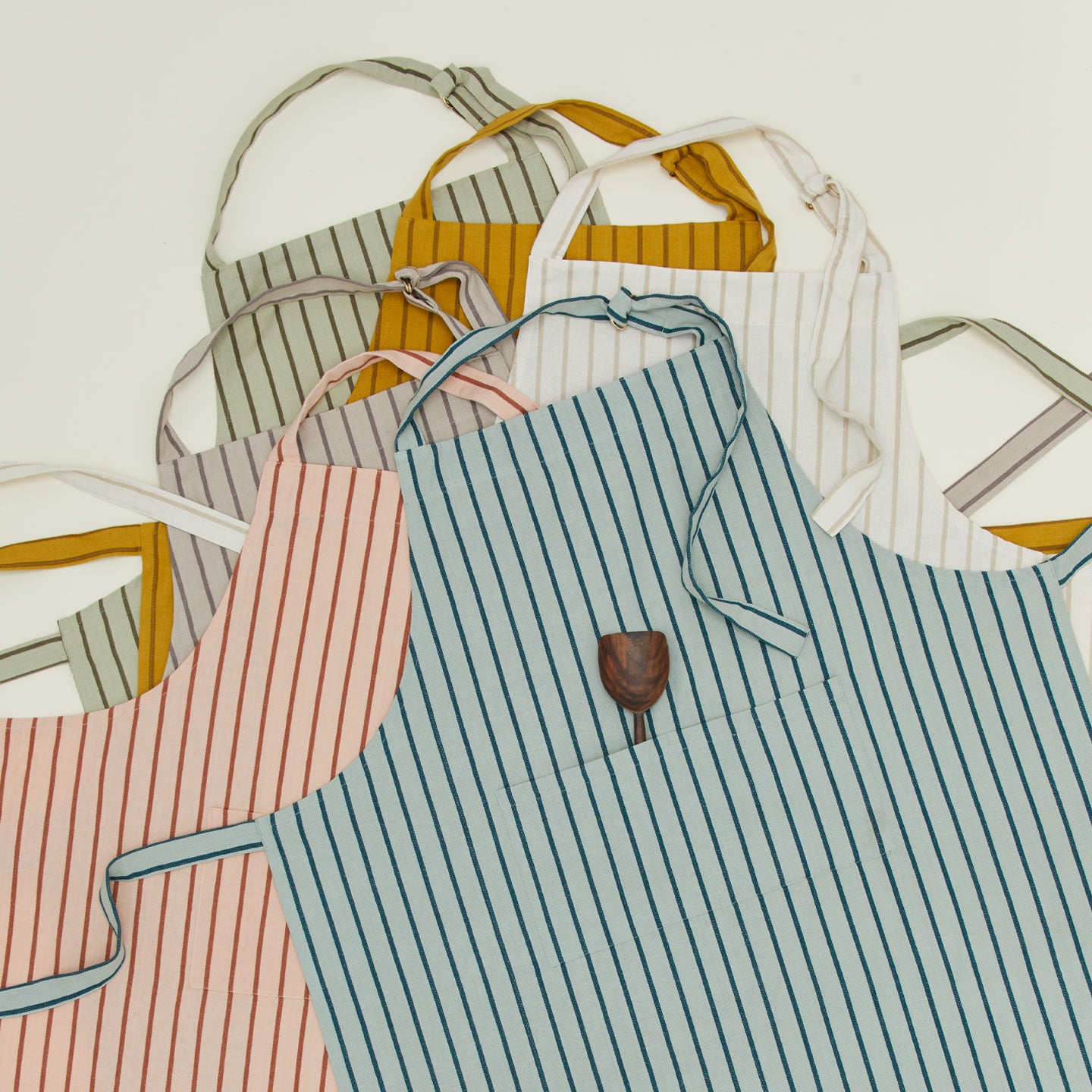 Essential Striped Apron - Ivory/Flax