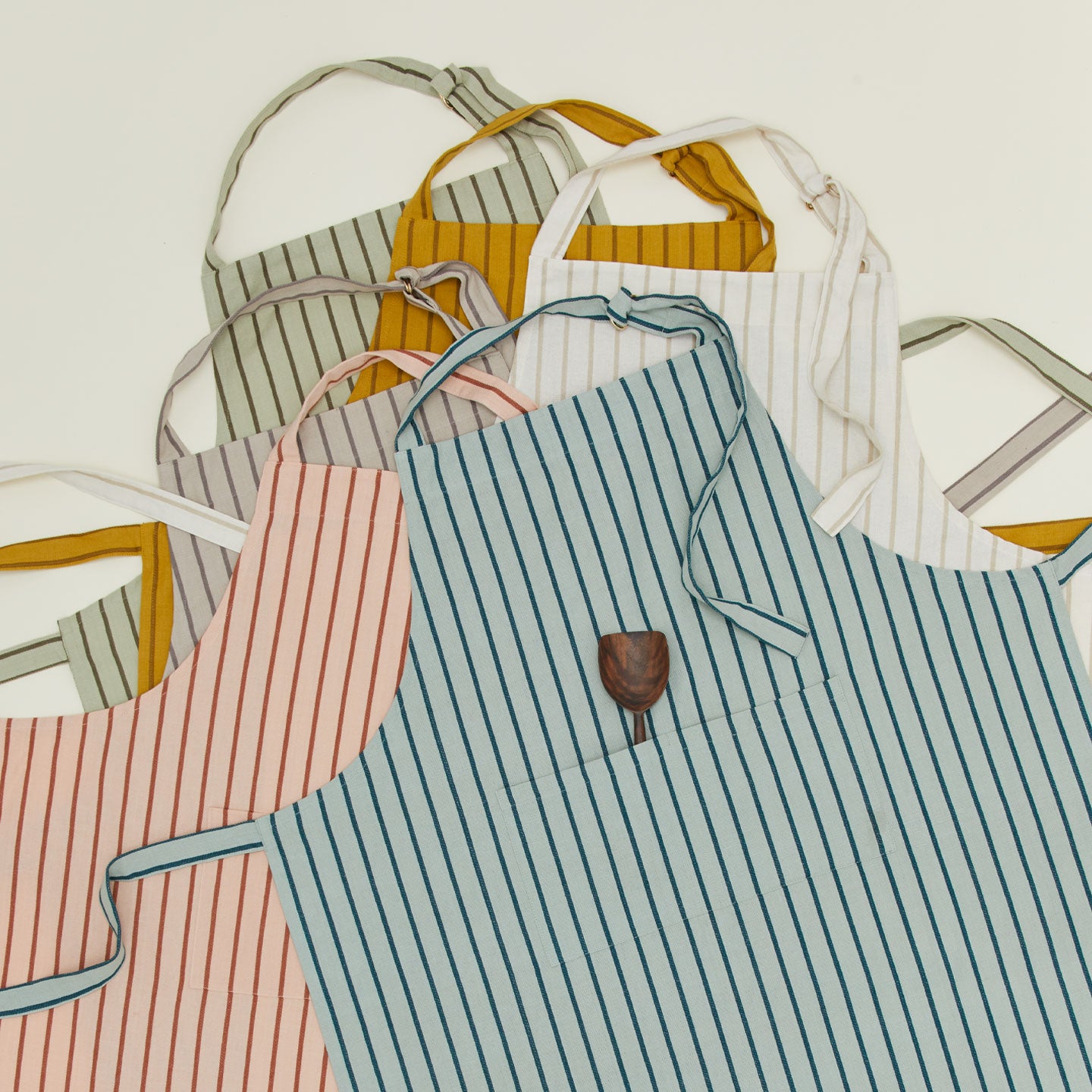 Essential Striped Apron - Mustard/Bronze