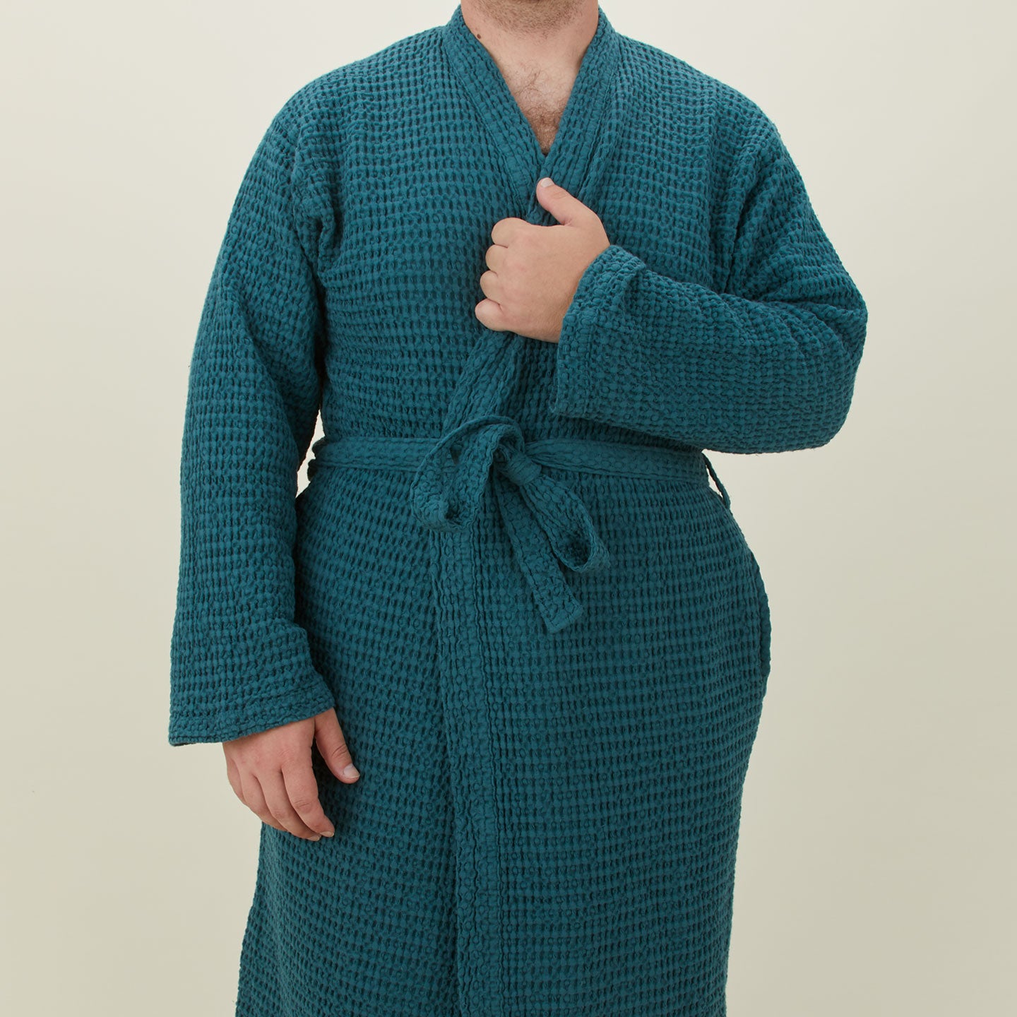 Simple Waffle Bathrobe - Peacock