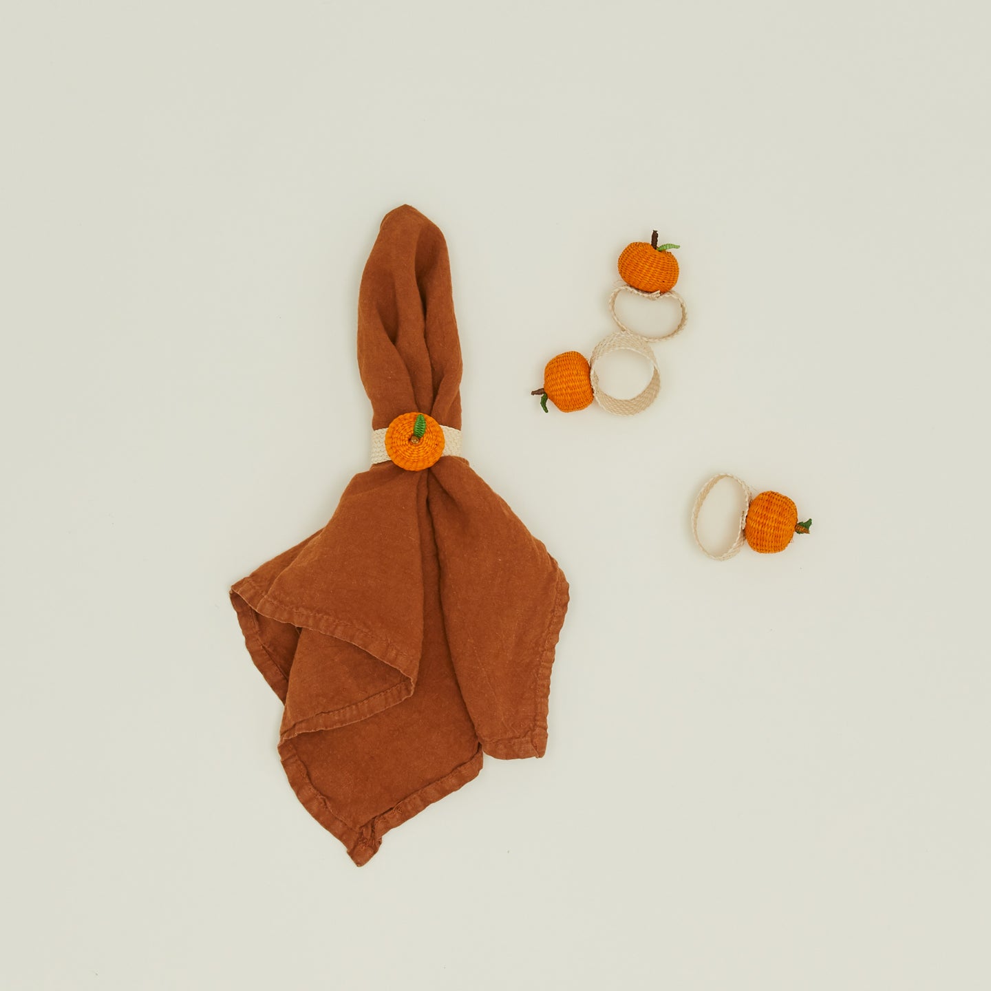 Woven Fruit Napkin Ring, Set of 4 - Orange