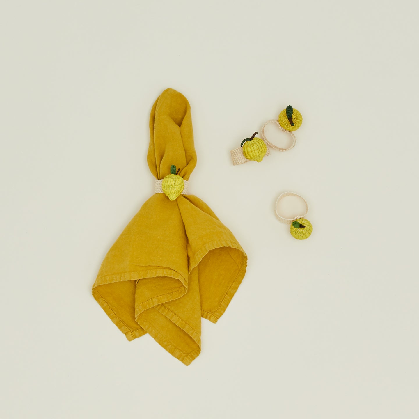 Woven Fruit Napkin Ring, Set of 4 - Lemon