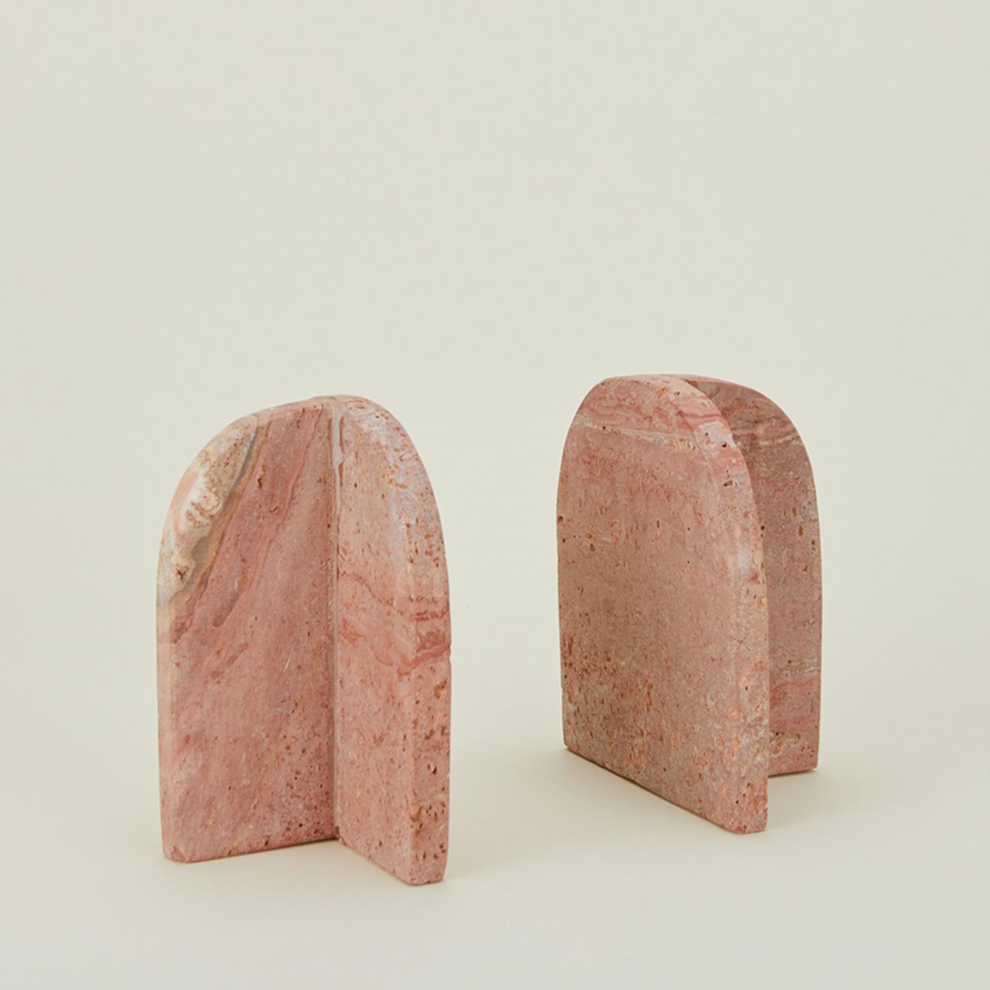 Red travertine book ends