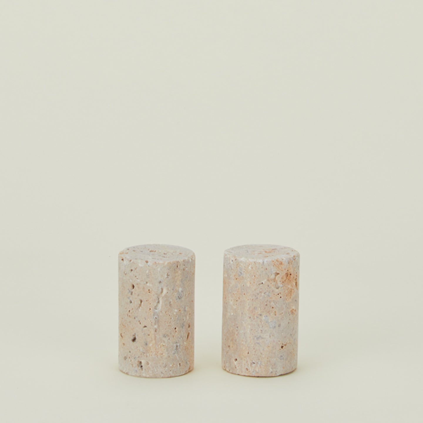 Travertine salt and pepper shakers