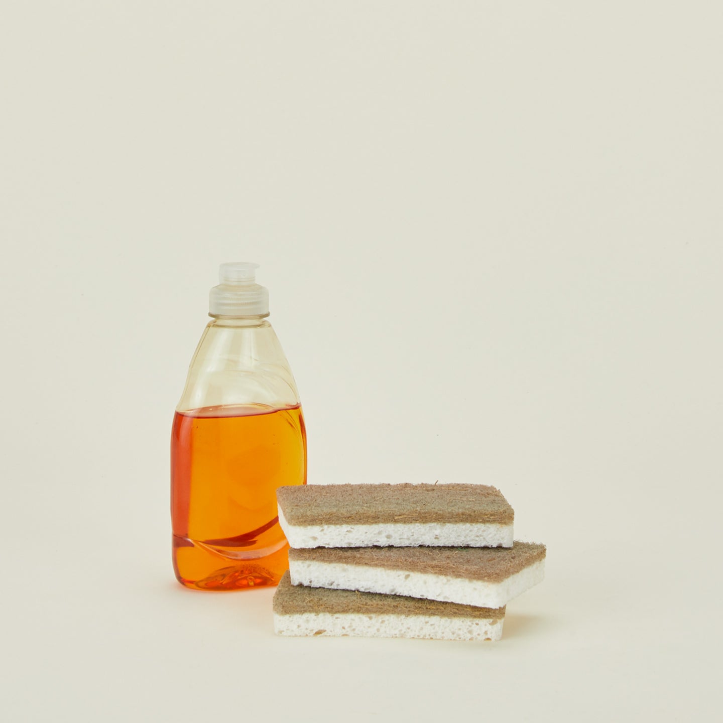 Ecofreax Cellulose walnut sponge, set of 3 with a bottle of soap