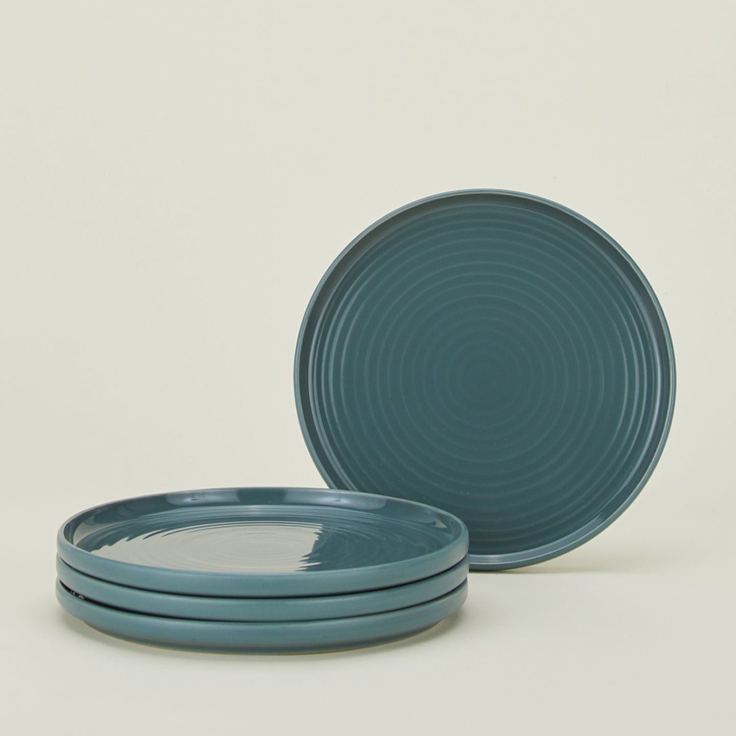 Set of 4 essential dinnerware salad plate in peacock