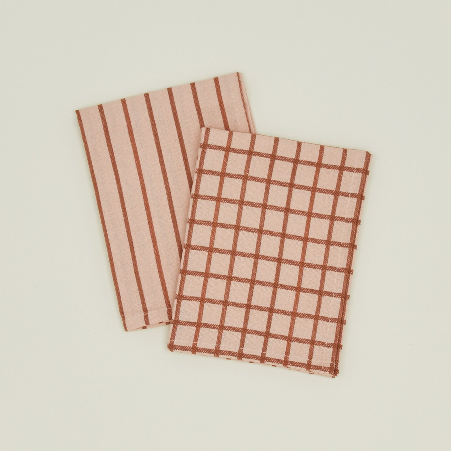 Essential Yarn Dyed Dish Towel, Set of 2 - Blush + Terracotta