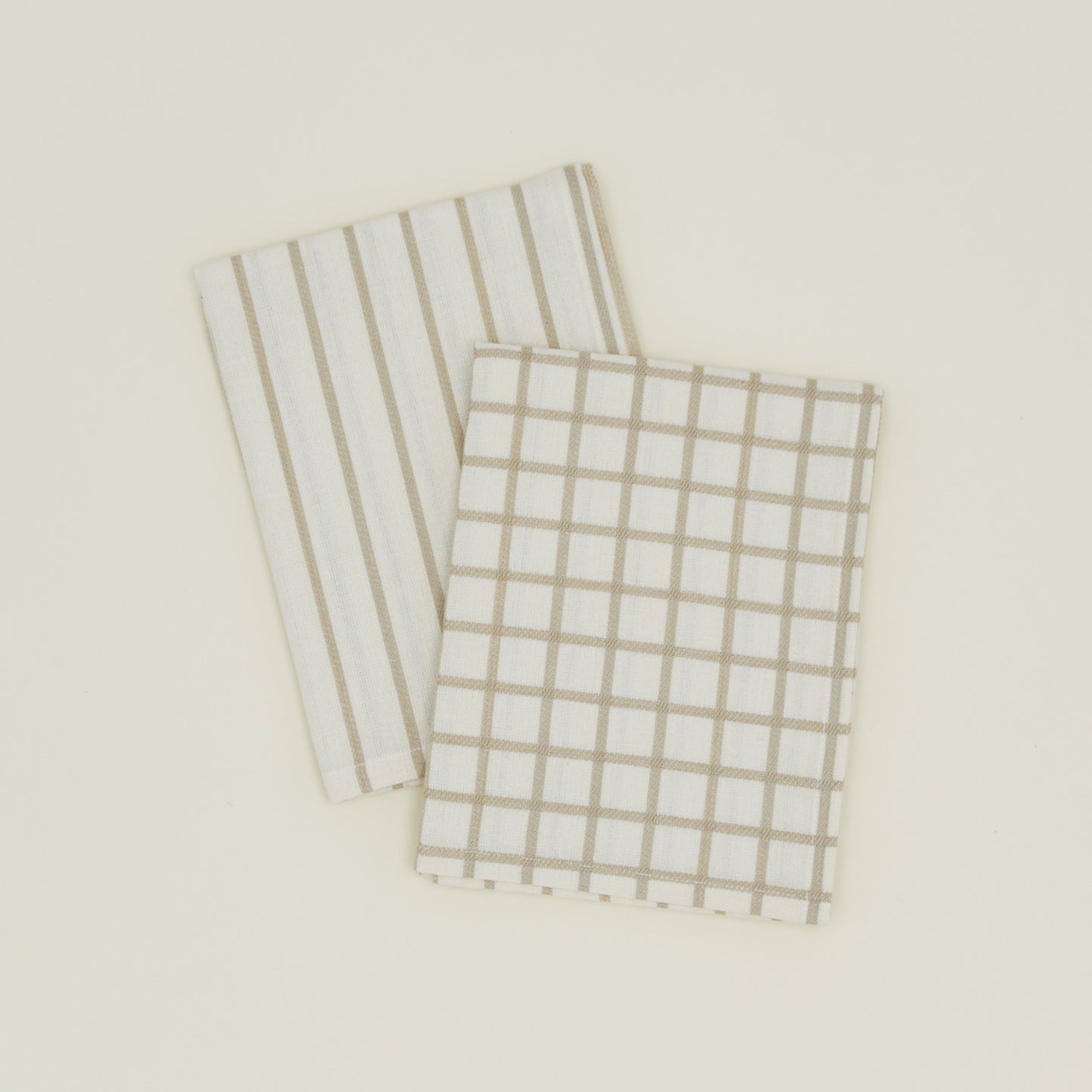 Essential Yarn Dyed Dish Towel, Set of 2 - Ivory + Flax