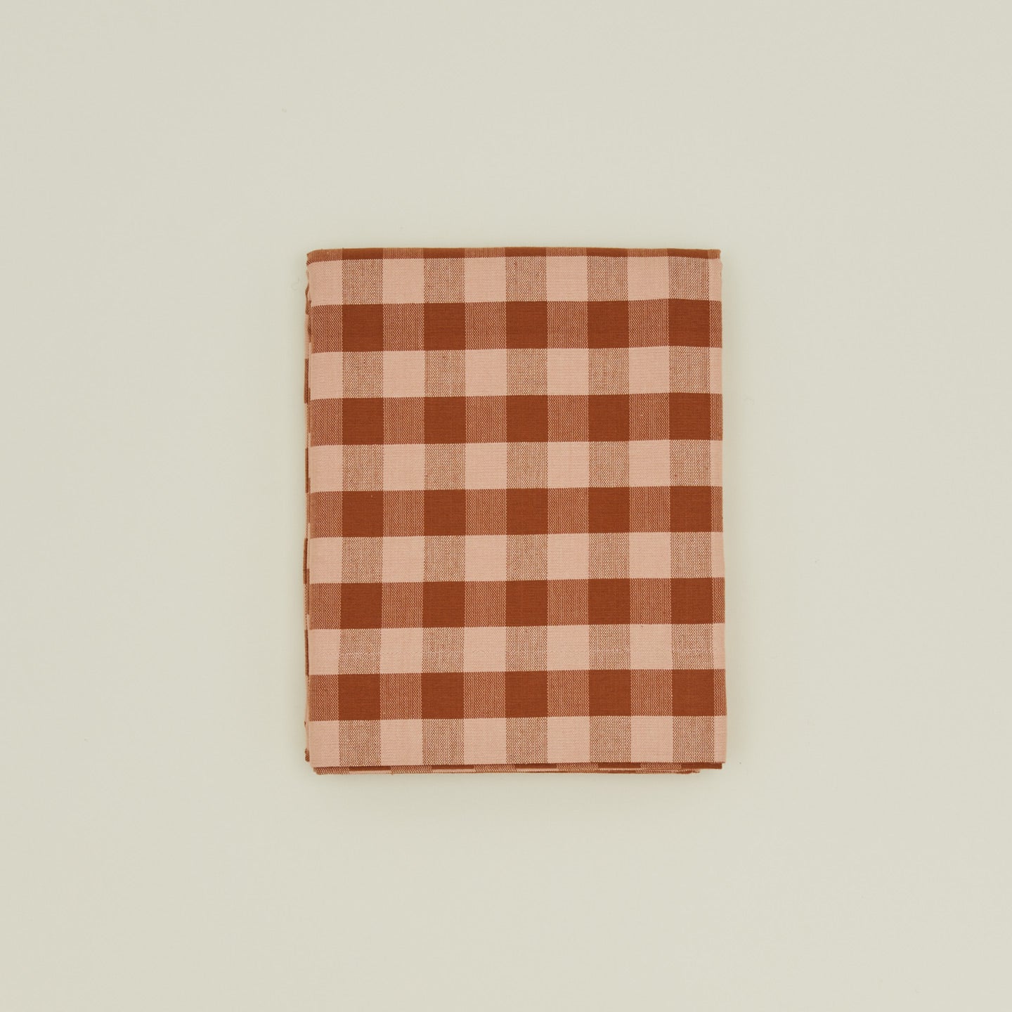 Gingham shower curtain in blush/terracotta
