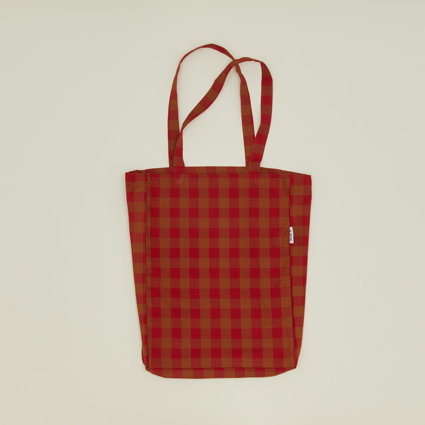 Gingham tote bag in red/terracotta