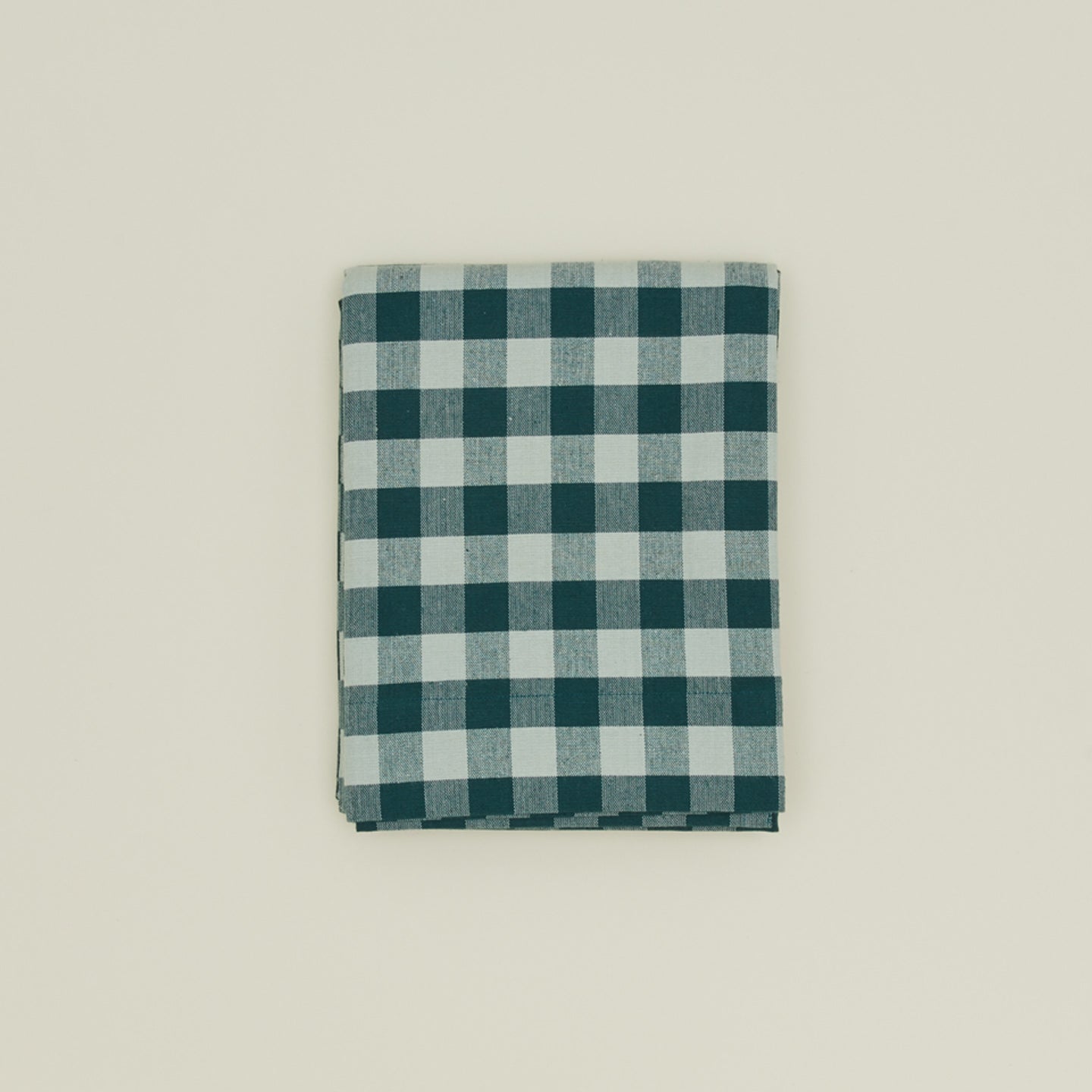 Gingham shower curtain in sky/peacock