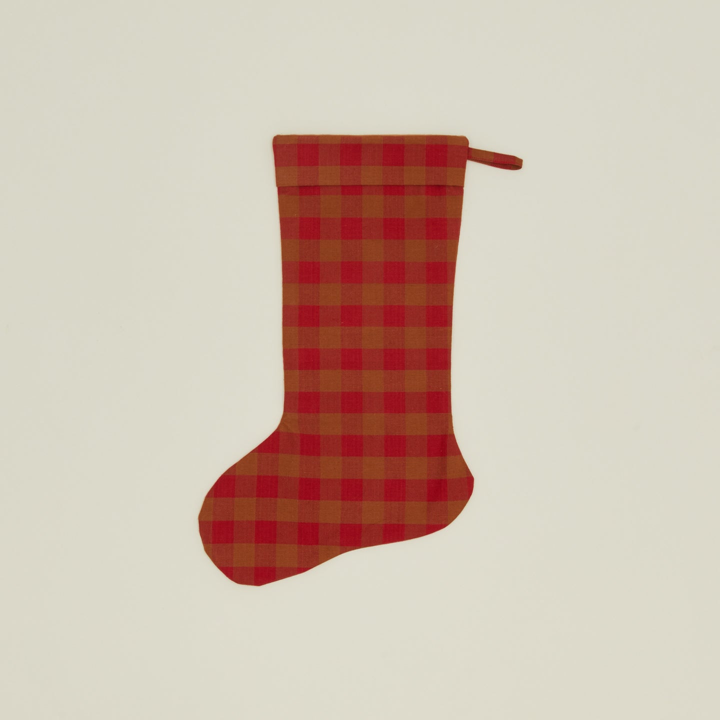 Essential Gingham Stocking - Terracotta/Red