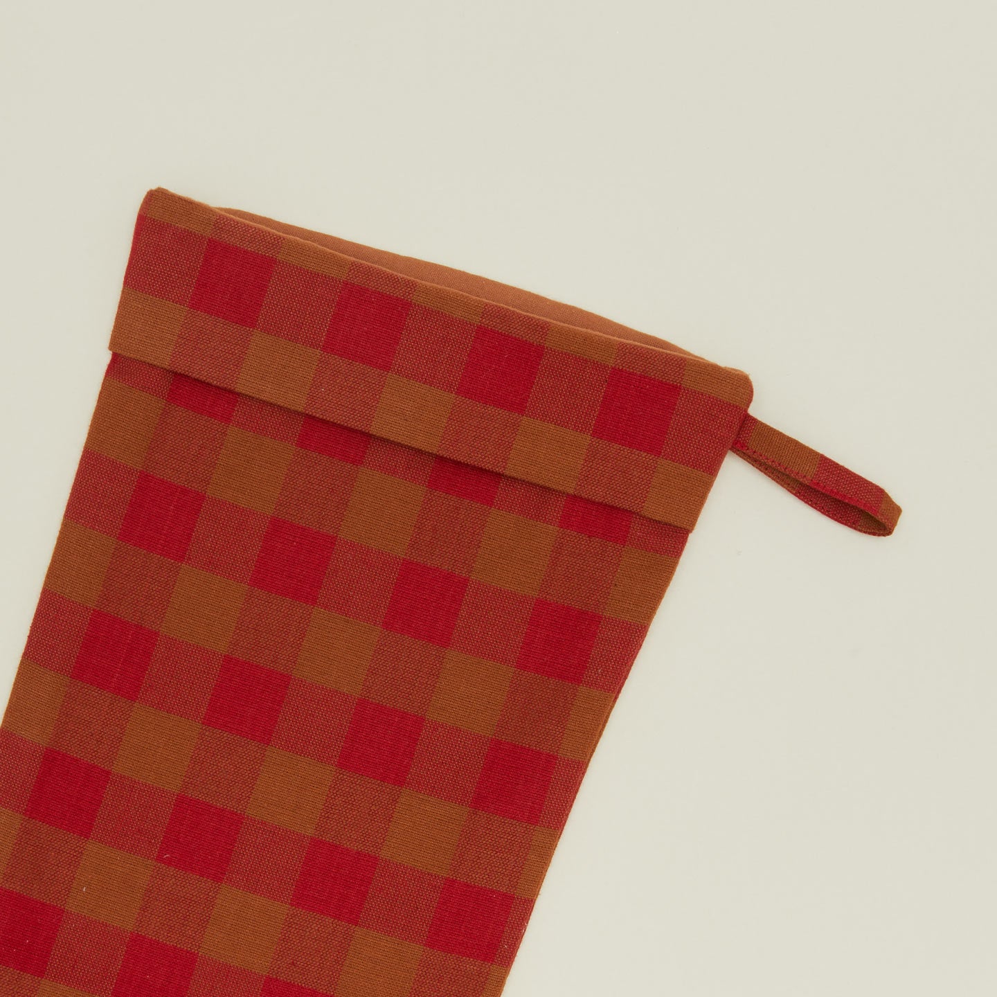 Detailed view of Essential Gingham Stocking - Terracotta/Red