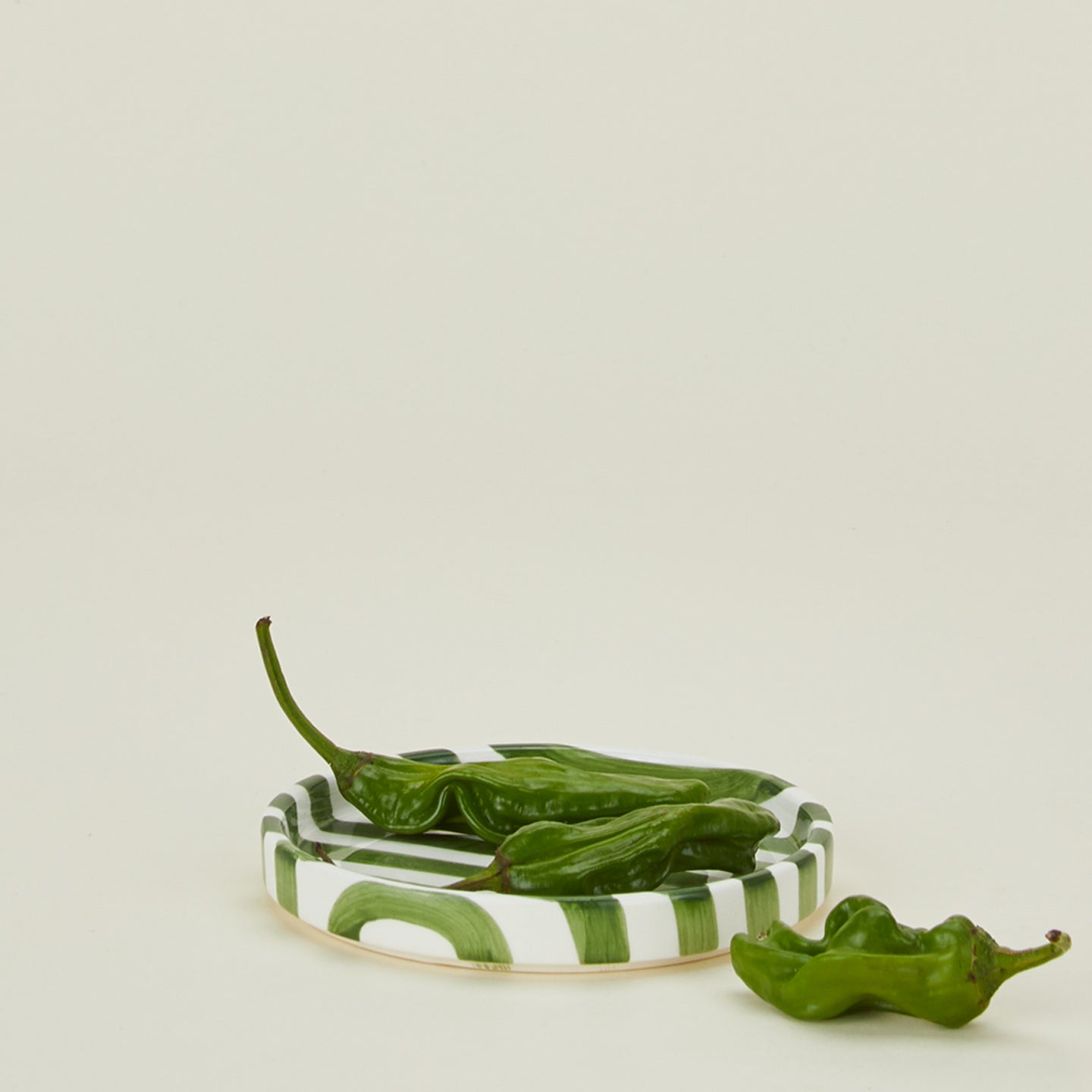 Fodory olive striped salad plate with jalapenos