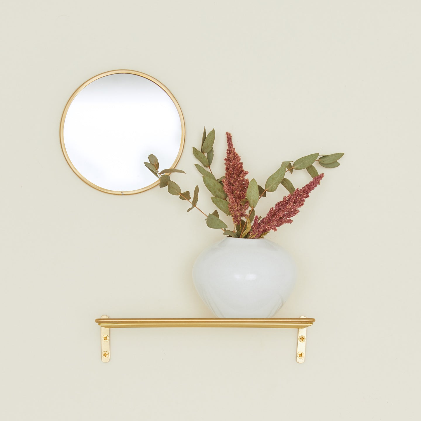 Round brass mirror.