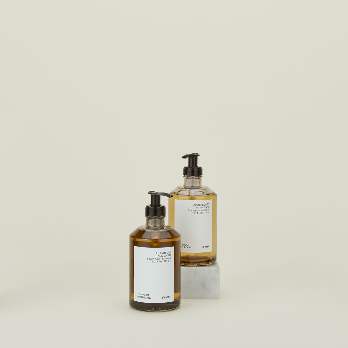 A pair of scented liquid hand washes.