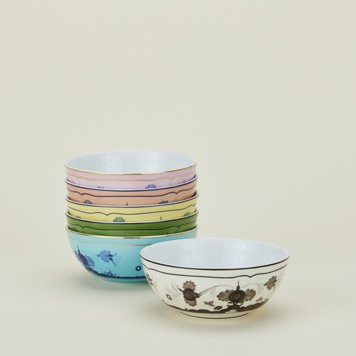 Ginori bowls in various colors