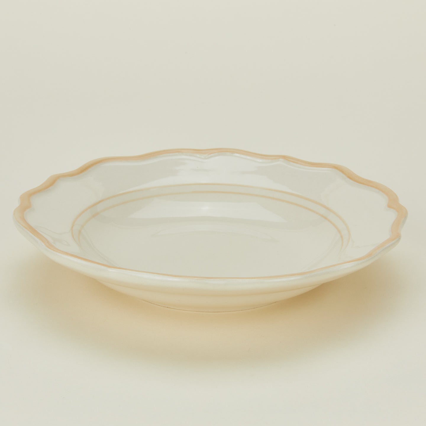Close up view of ogee edge pasta bowl