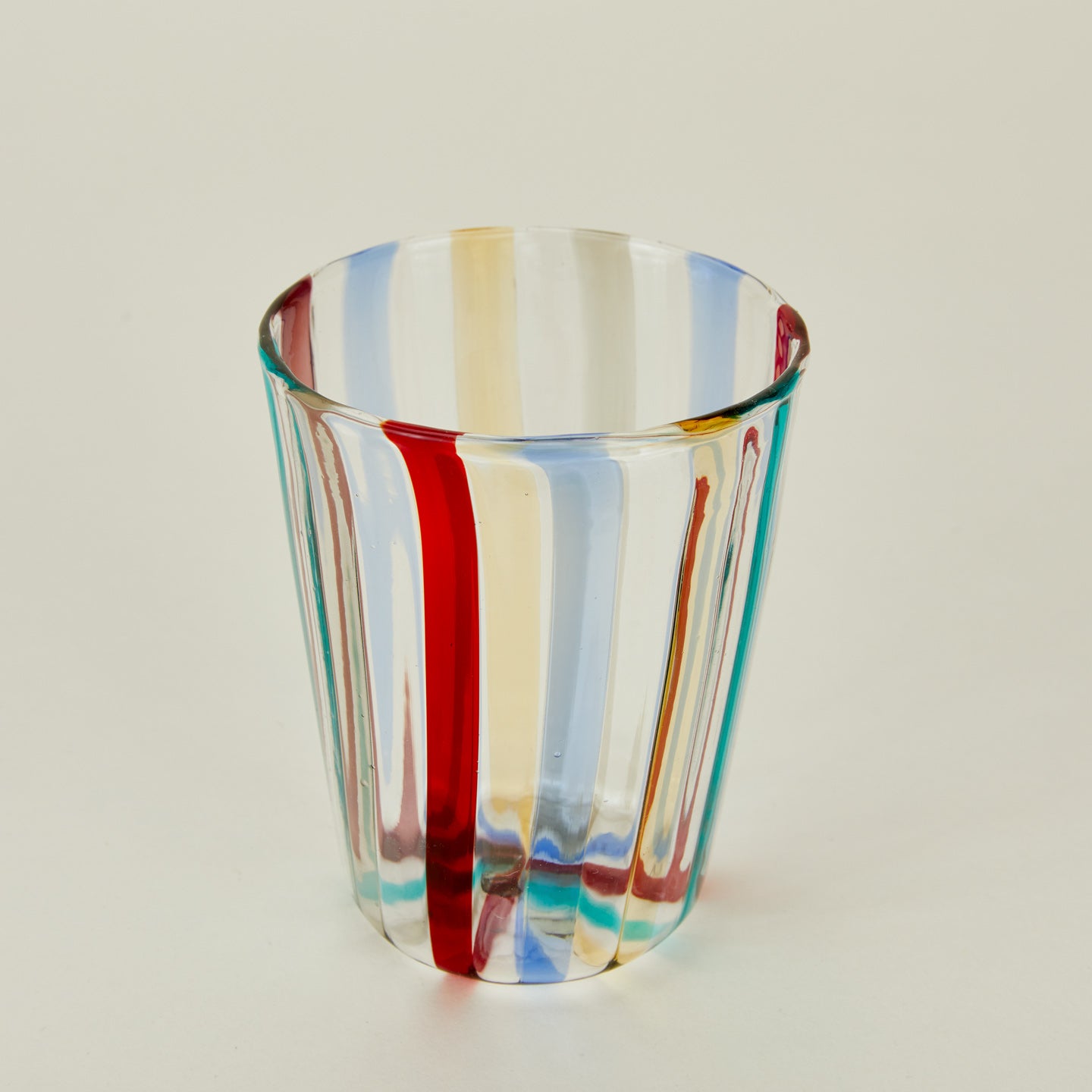 Close up view of striped tumbler