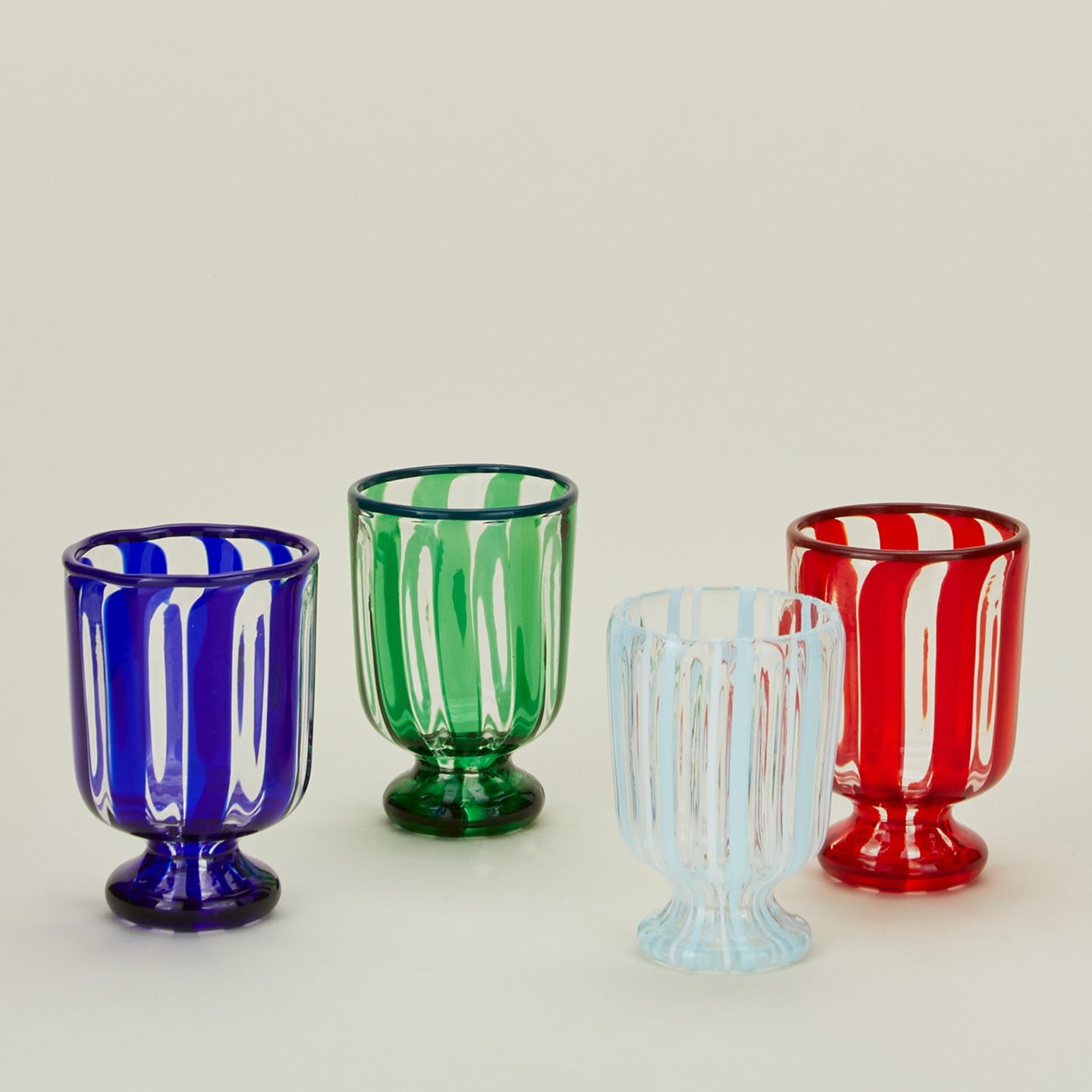 Striped wine glass family