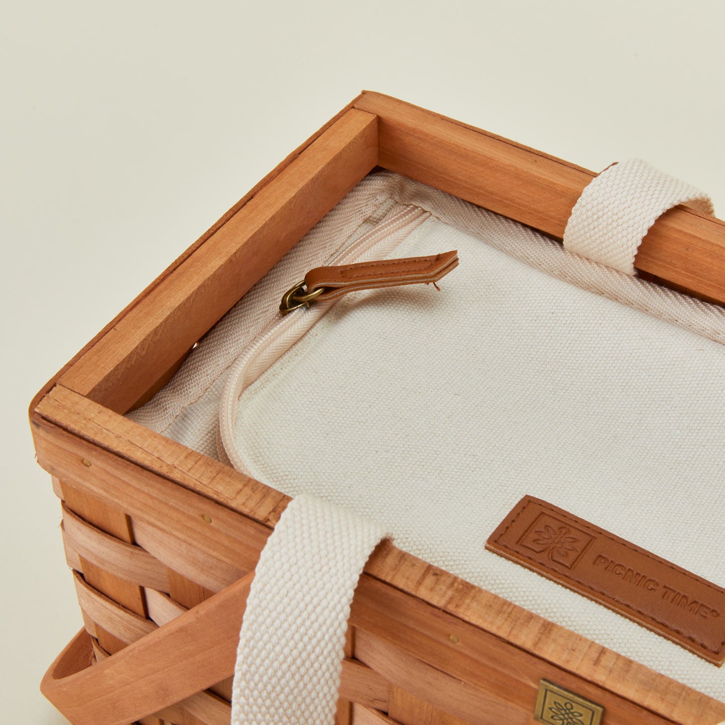 Detailed view of picnic basket interior