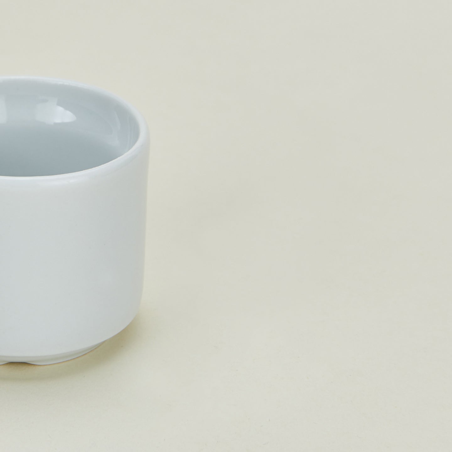 Detailed view of porcelain european style egg cup in white