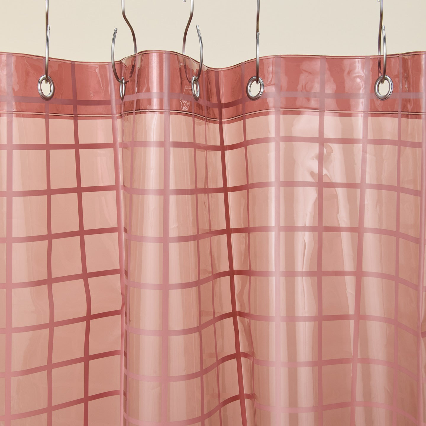 Sun grid shower curtain in rose