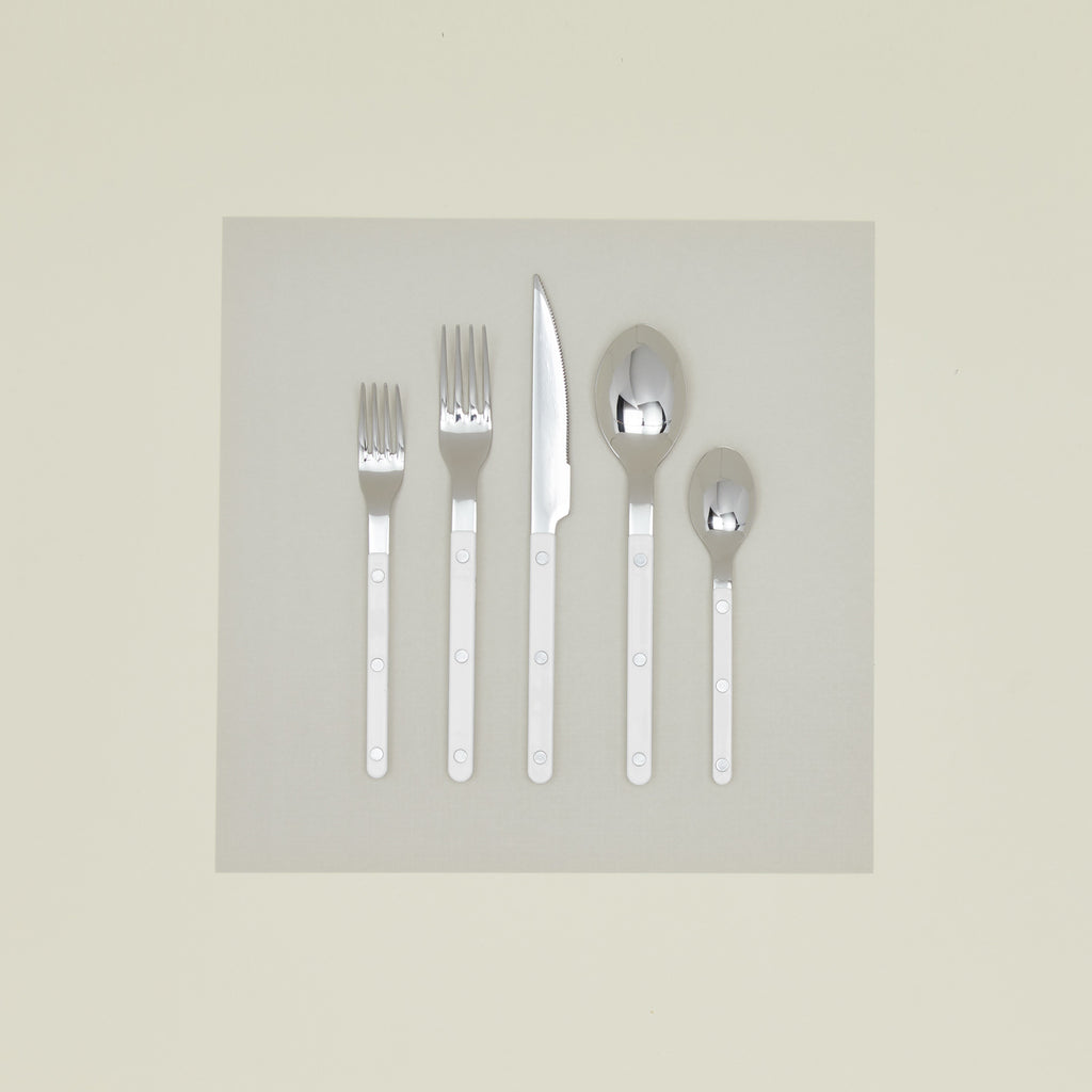 Sabre Bistrot Flatware White – 5-Piece French Stainless Steel Set