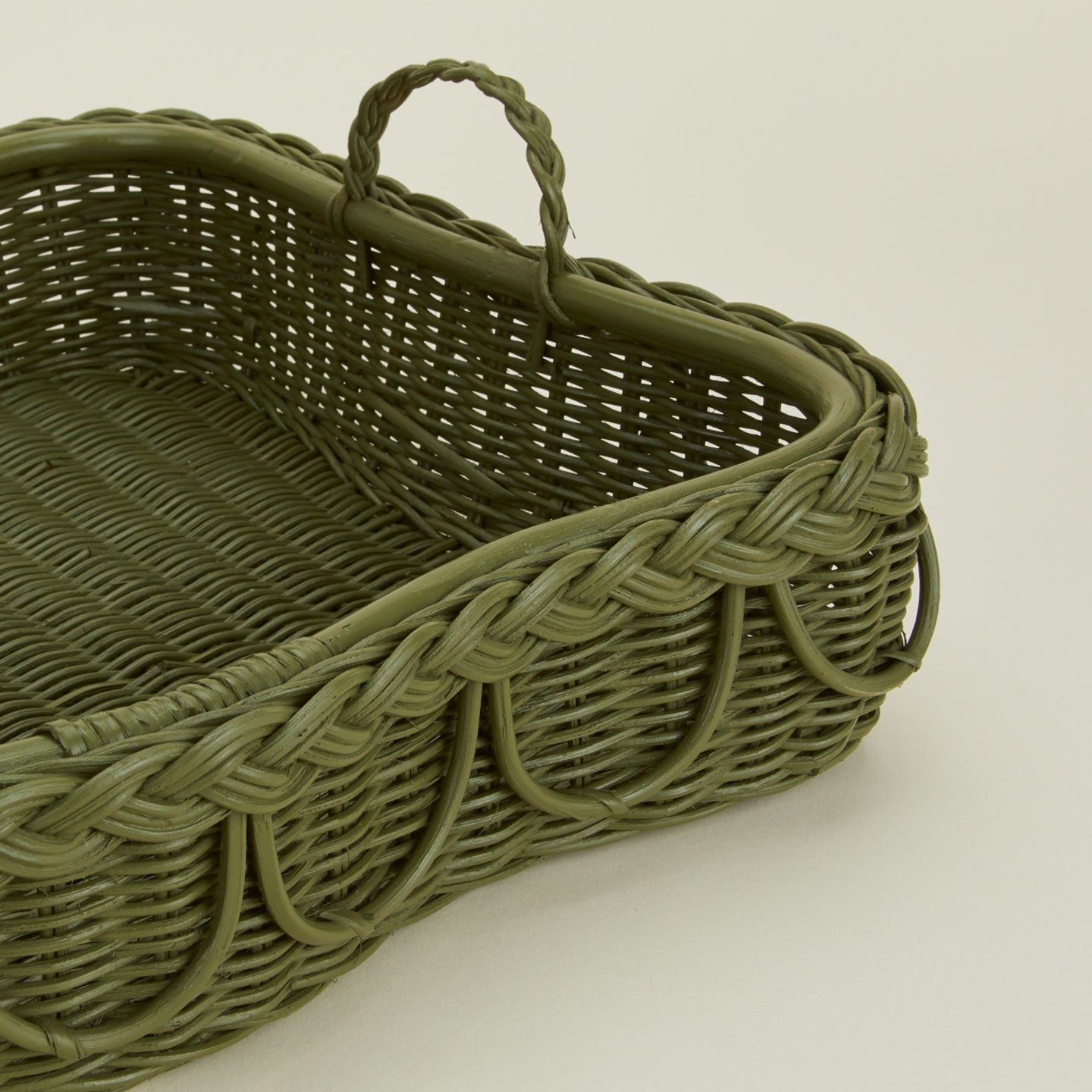 Close up view of Hadley tray in olive