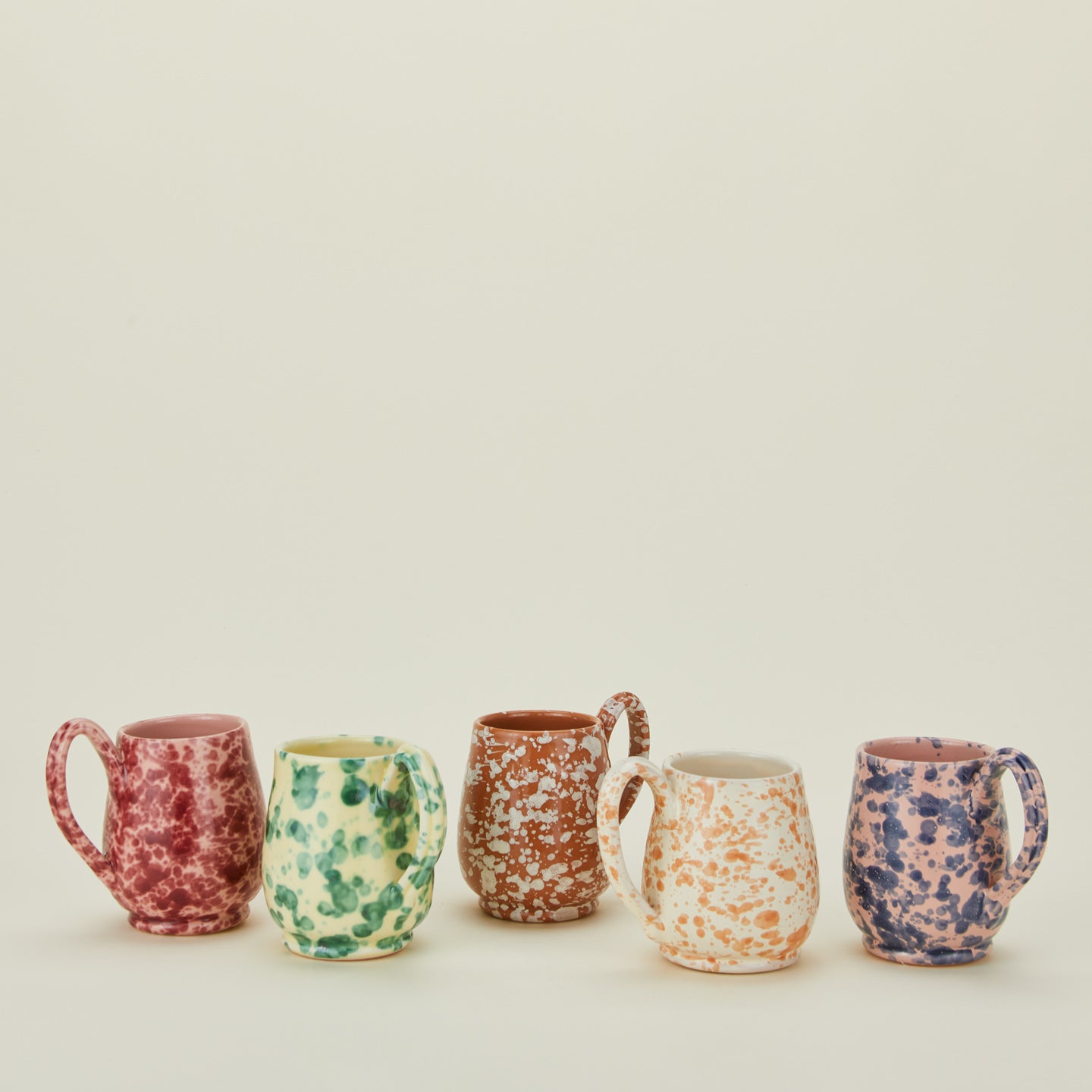 Splatter mugs in various colors